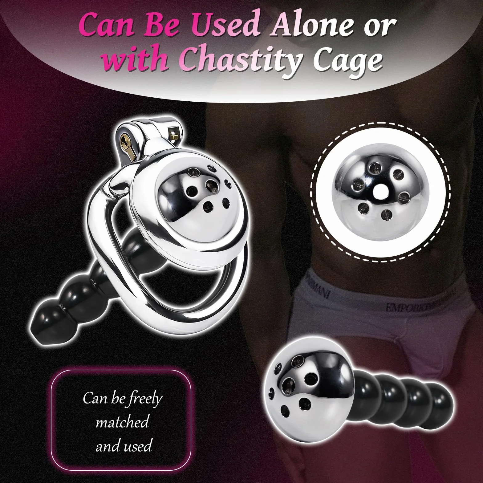 Hollow Penis Plug Catetere Dilatatore Uretrale Gabbia Del Pene Dilatatori Per Uomini Stimolazione Uretrale Gabbia Di Castità Accessori (Black)