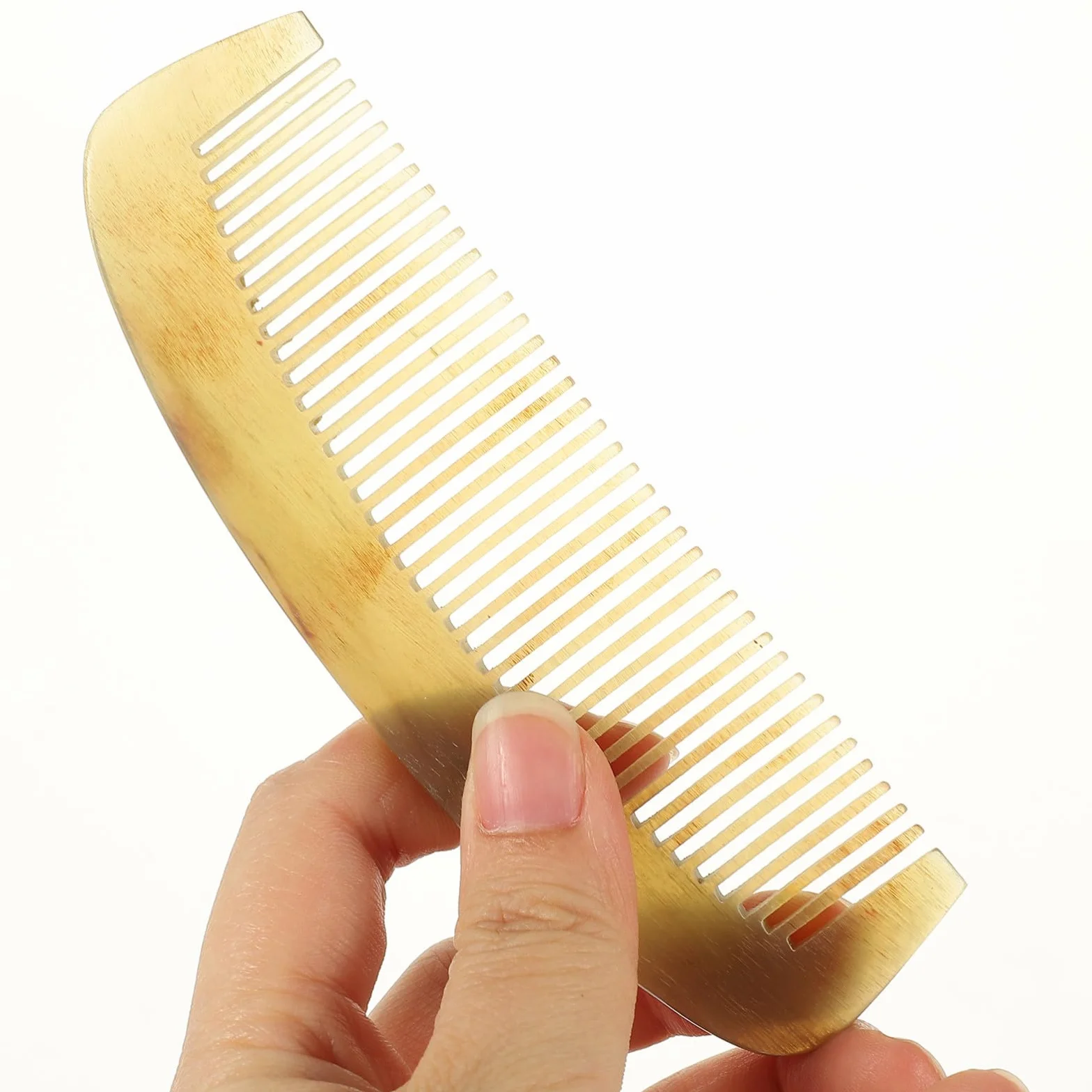 Pettine Antistatico in Corno Naturale per Donna, Previene la Caduta dei Chioma e Favorisce la Circolazione Sanguigna, per Chioma Spessi e Ricci