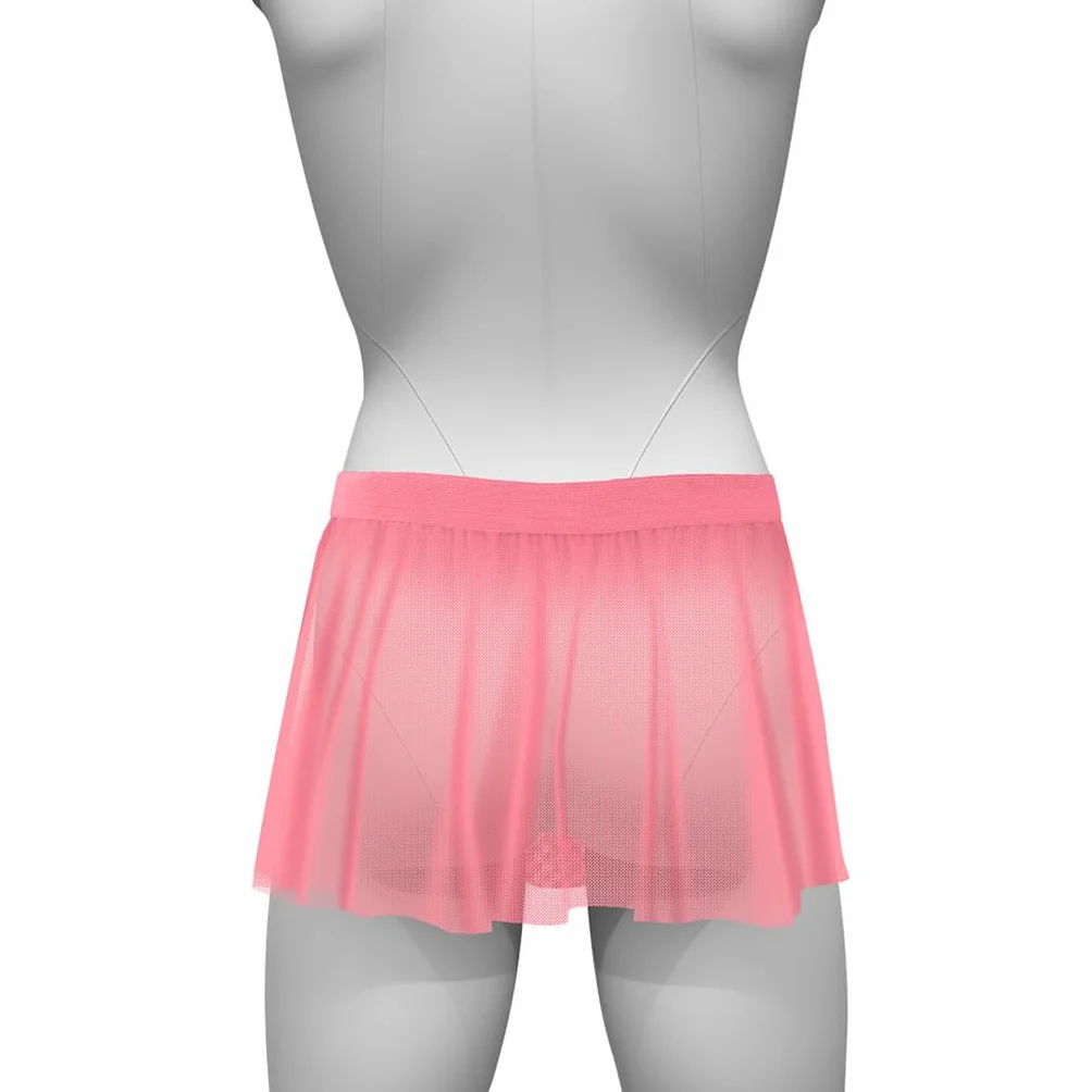 Bommi Fairy Mutandine sexy da uomo Sissy Knickers Mesh Slip stretch vita bassa gonna piatta Hot Dress biancheria intima