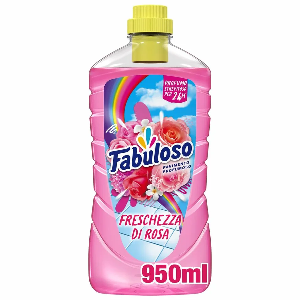 Fabuloso Detersivo Pavimenti Freschezza di Rosa 950ml Detergente Multiuso Formula Biodegradabile