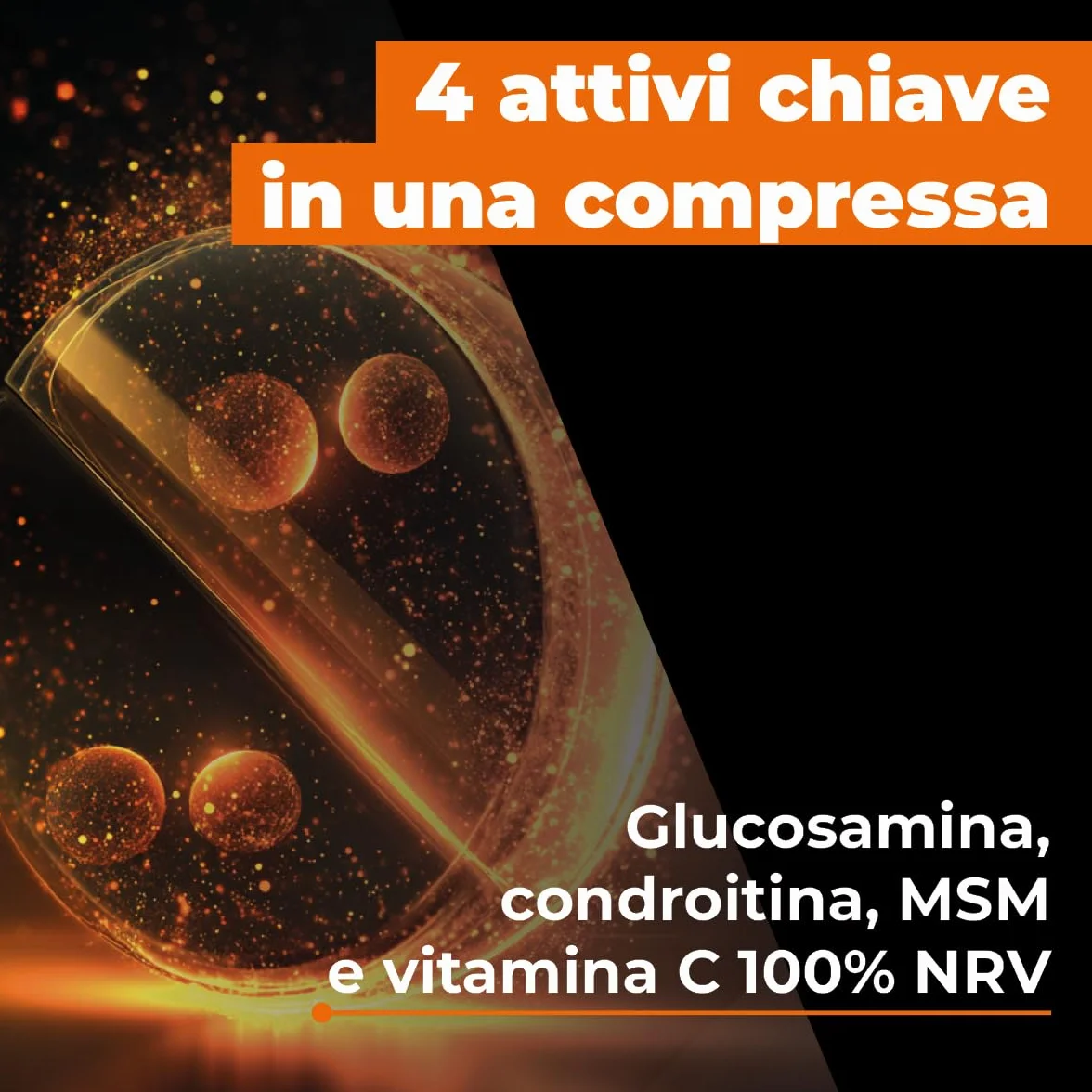 Glucosamina + Condroitina + MSM EthicSport – Integratore articolazioni con Vitamina C 100% NRV per collagene, cartilagini e ossa – 90 compresse – Gluten free, doping free tested*