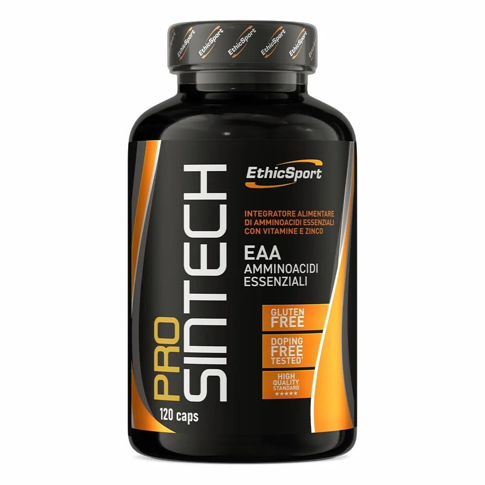 EthicSport - Prosintech - Barattolo da 120 cps - Integratore Alimentare di Amminoacidi Essenziali (EAA) con Vitamine e Zinco, utile per massimizzare la sintesi proteica