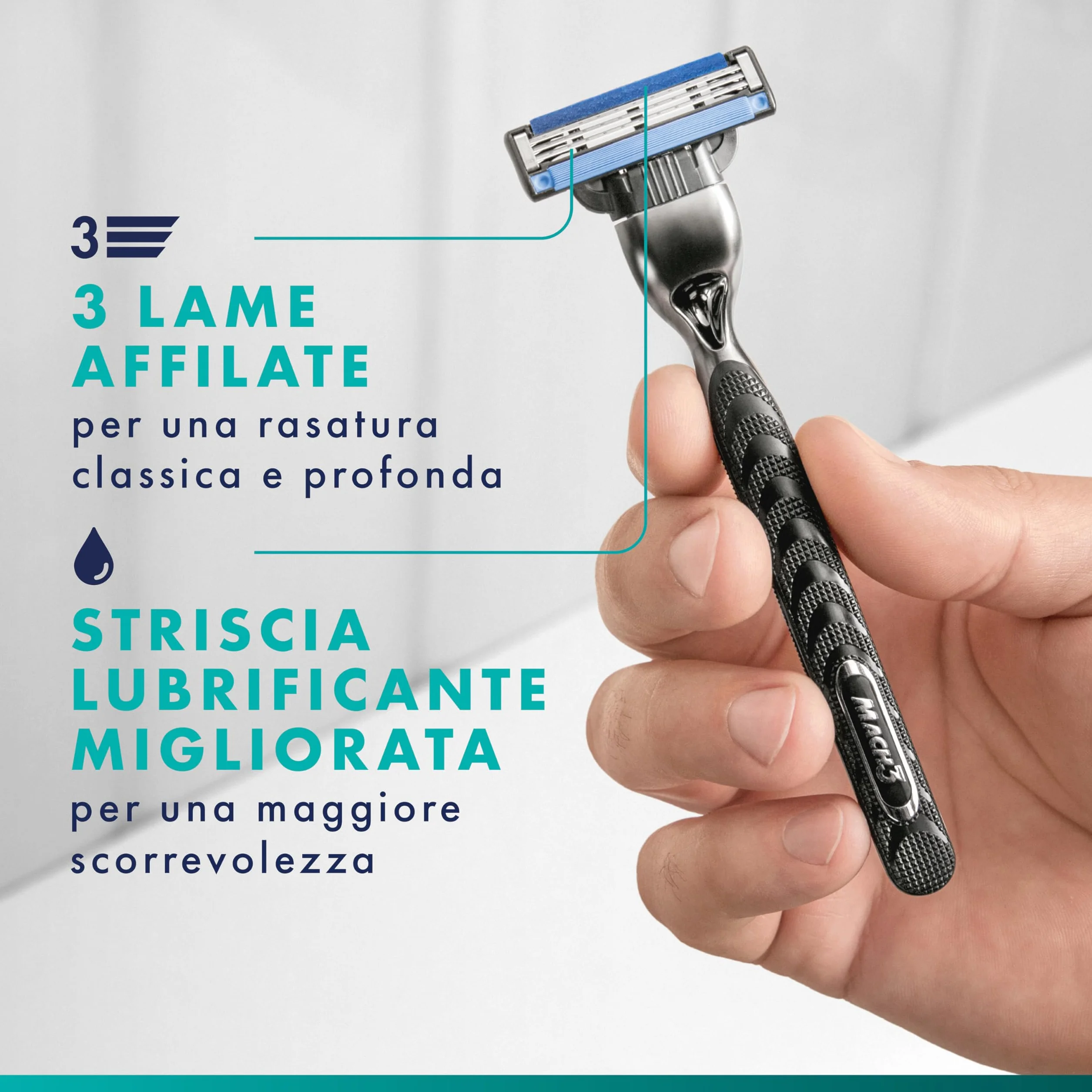 Gillette Mach3 Base 20 Lametta di Ricambio per Rasoio Barba Gillette, con Striscia Lubrificante per una Scorrevolezza Fluida e Rivestimento della Lama Progettato per Ridurre