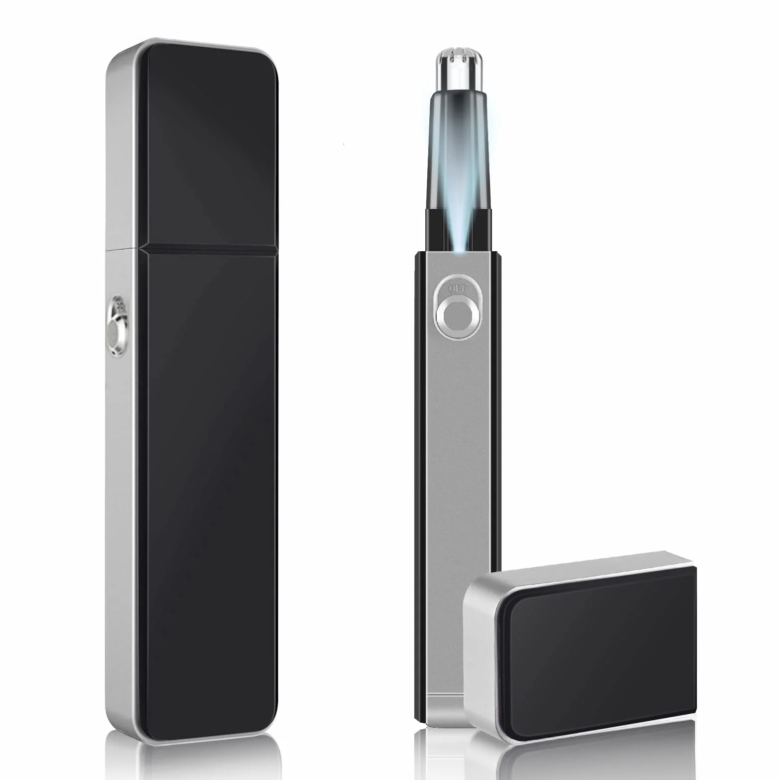 ACWOO Taglia Peli Naso e Orecchie Professionale, Indolore, Precisione Rifinitore con Luci LED, A Batteria, IPX7 (Nero)