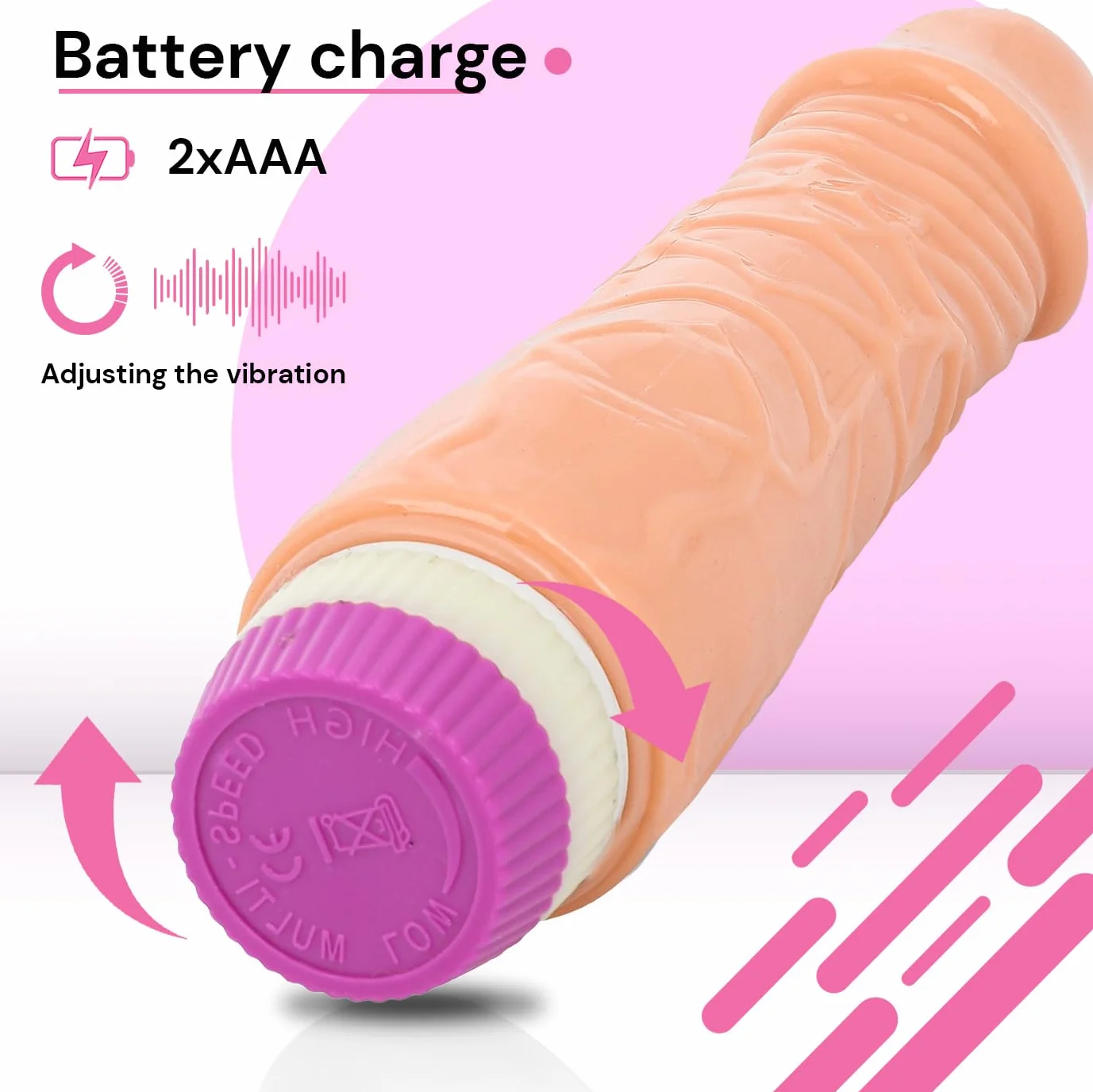 Sex Toys Vibratore per Donna vibratoreper grandi 19cm ⌀4.3cm ABS TPR Dildo Realistico per Donna Regolazione delle Vibrazioni vibratori Impermeabile sex toy FOPS D10-2