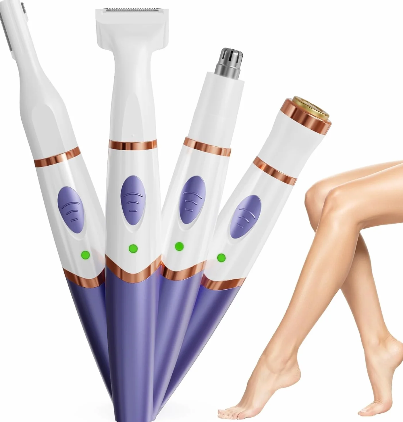 Rasoio Elettrico Donna, 4 in 1 Depilatore Corpo Donna Rasoio Parti Intime Depilatore Viso, Rasoio Intimo Rasoio Elettrico Corpo Epilatore Elettrico Capelli per Viso, Corpo