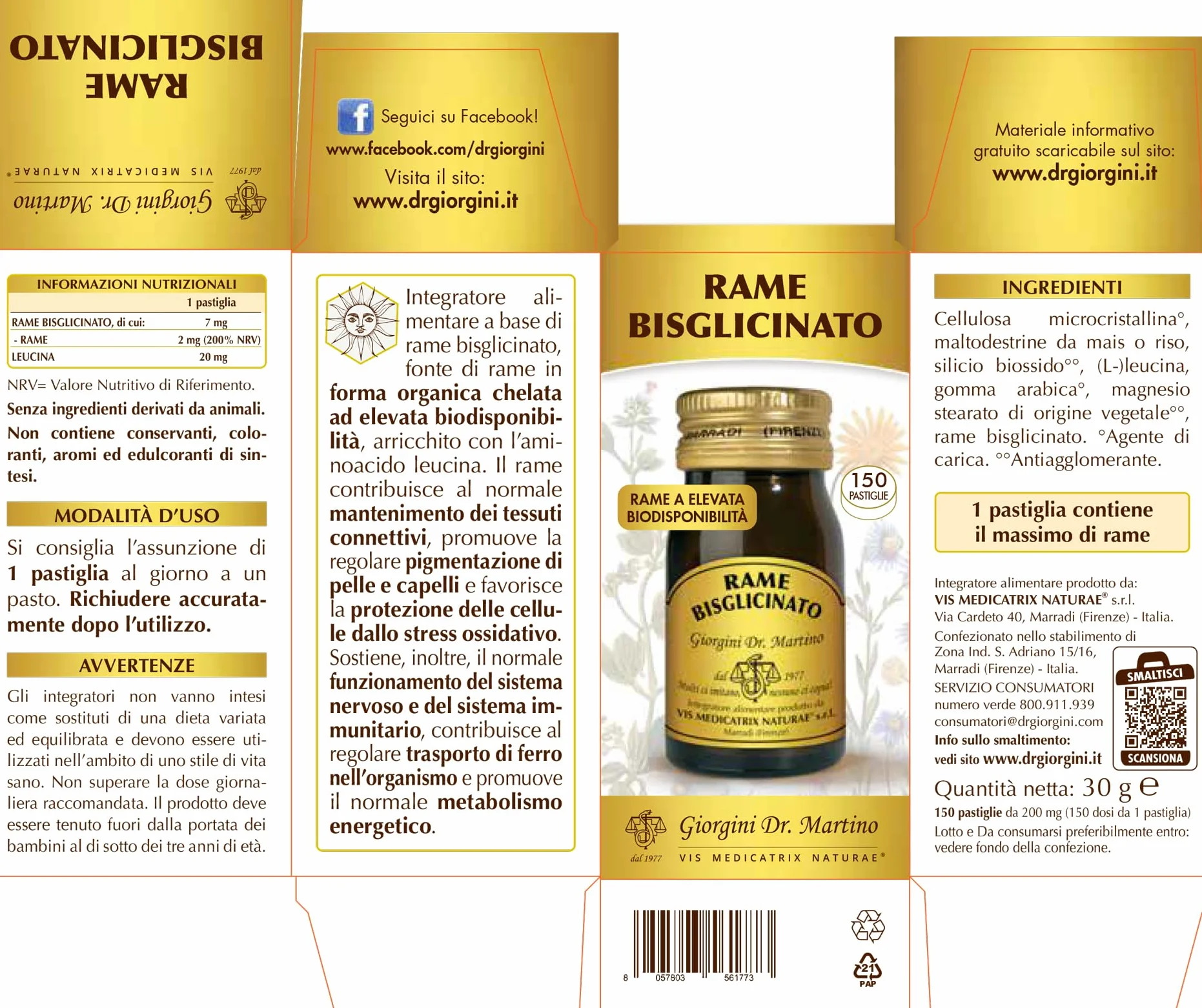 RAME BISGLICINATO pastiglie - 30 g (Integratore di rame bisglicinato ad elevata biodisponibilità - 150 dosi da 1 pastiglia, 5 MESI di SCORTA)