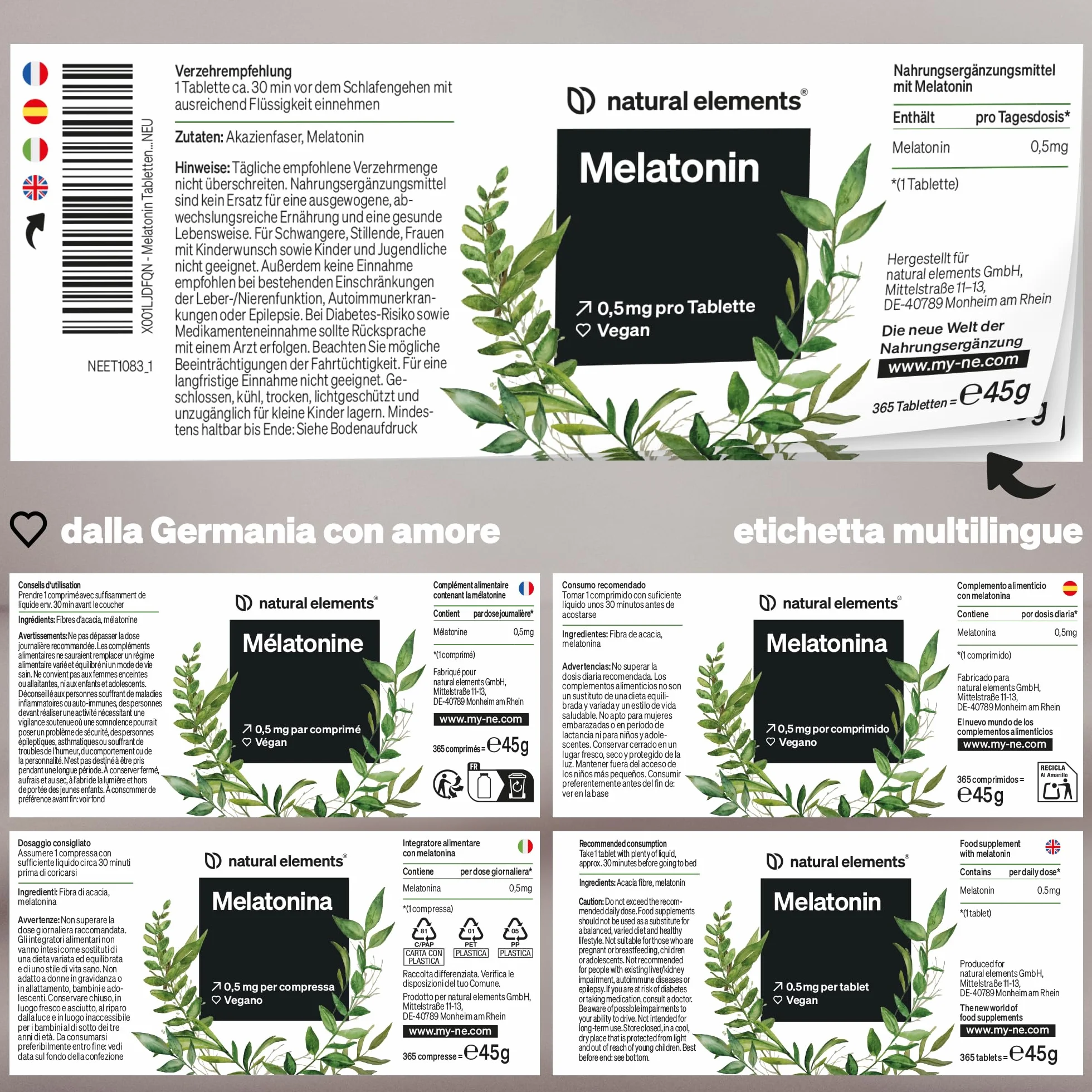 Melatonina Pura 365 Compresse Integratore Sonno Forte