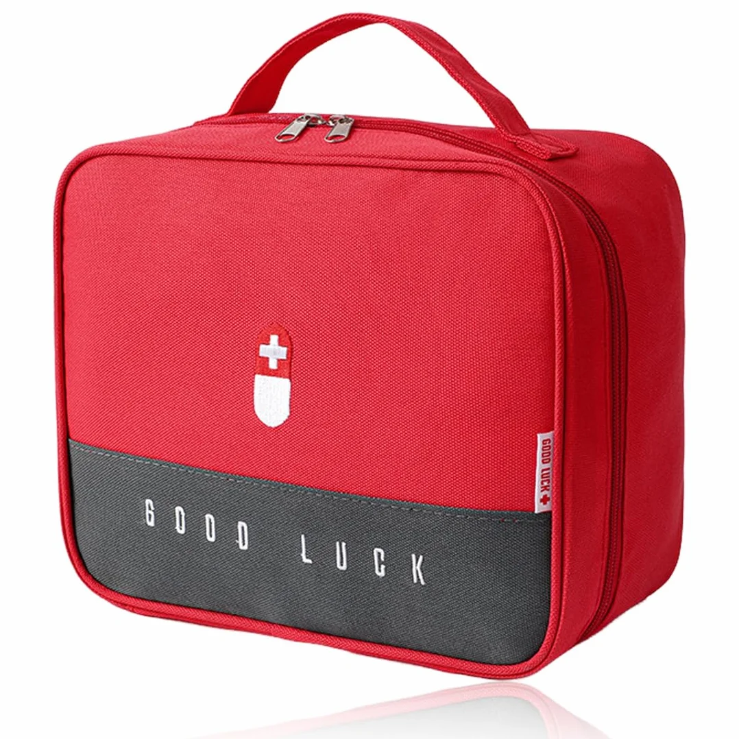Kit Pronto Soccorso da Viaggio Portatile, 1 Pezzi, per Emergenze (Rosso) Borsa Vuota