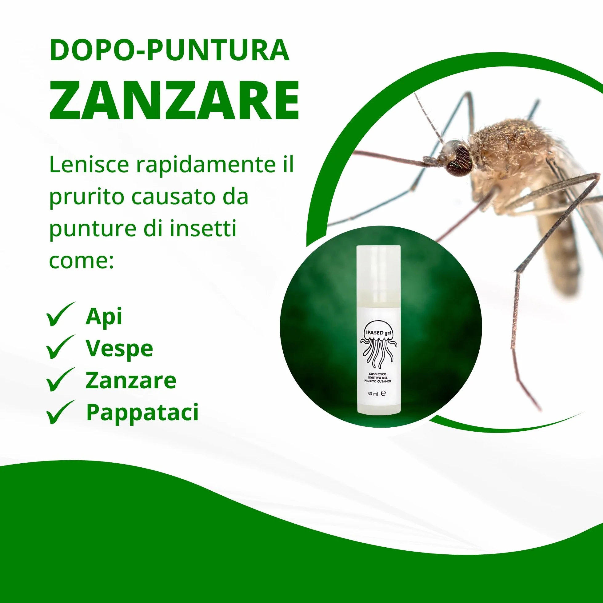 Dopo Puntura Zanzare, Meduse e Insetti, con Aloe Vera e Olio di Menta Piperita, Per un Sollievo Immediato, 30 ml