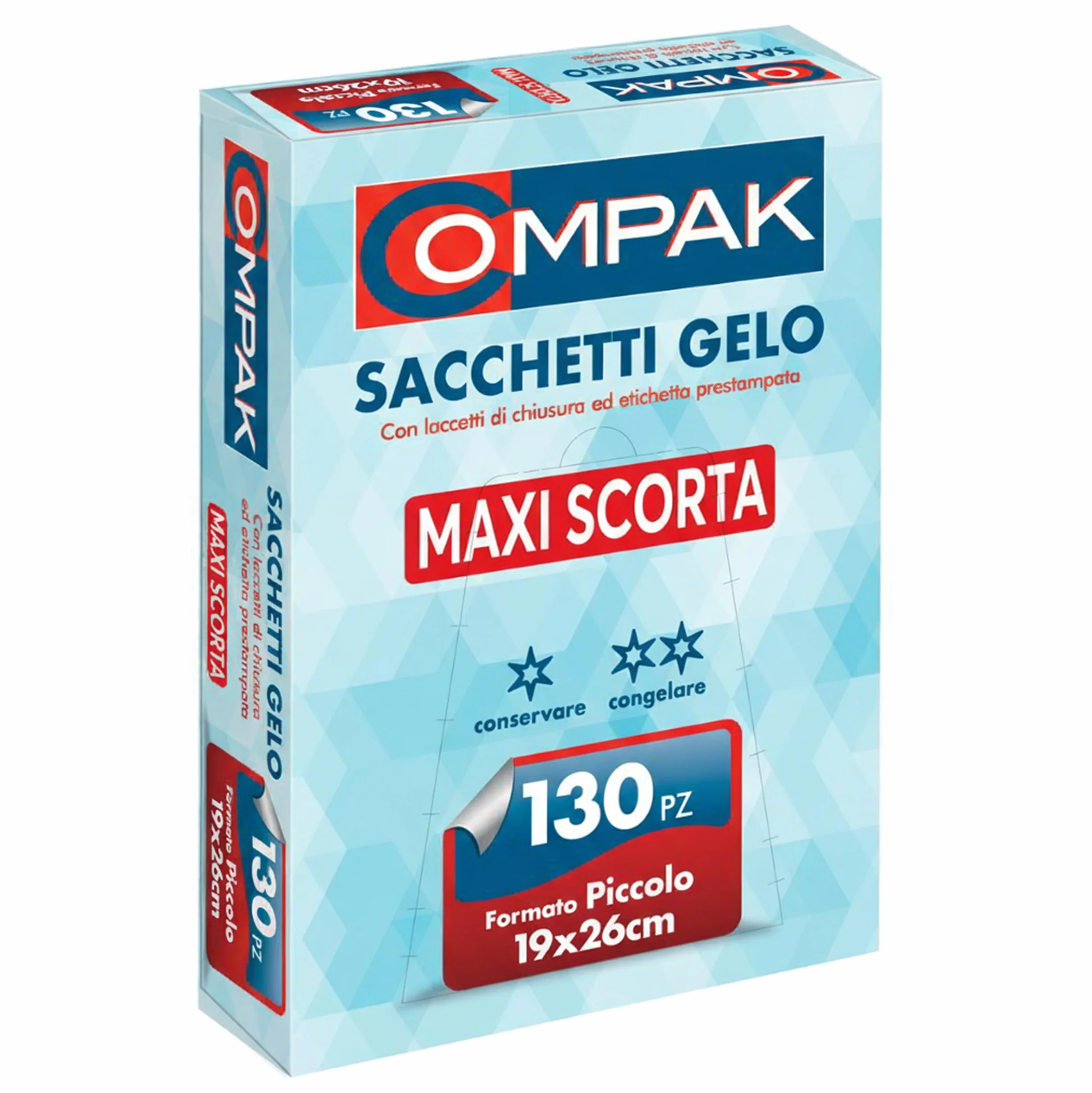 FRIO 130 Sacchetti Gelo Misura Piccola 19x26 cm | Confezione Risparmio per Alimenti, Freezer e Cucina | Buste Congelatore con Laccetti ed Etichetta | Antistrappo e Resistenti, Maxi Scorta