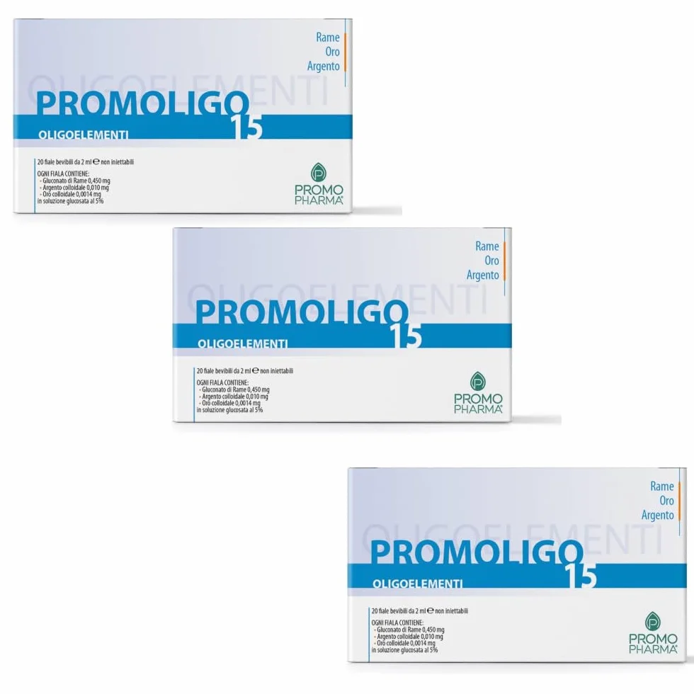 Promoligo 15 - Rame Oro Argento 20 fiale da 2 ml (3 Confezioni)