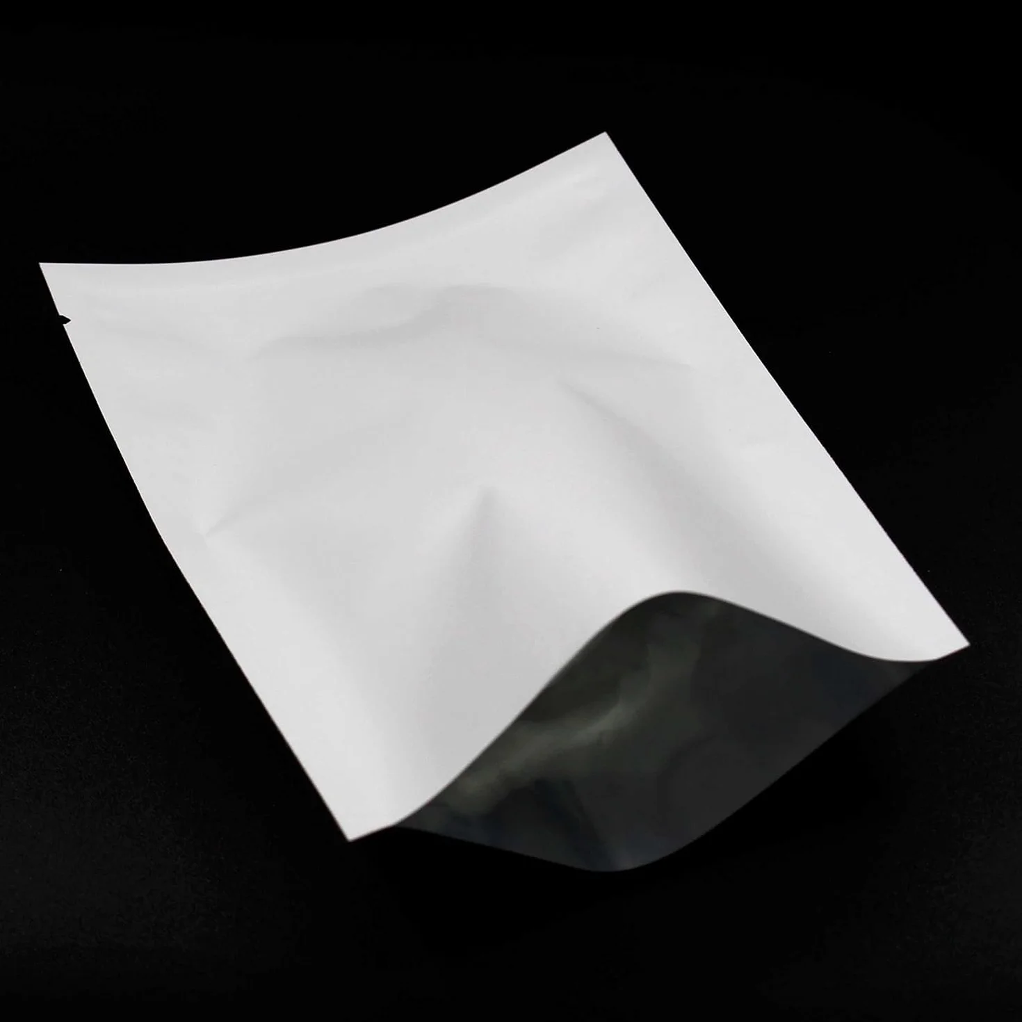 Open Top Mylar Sacchetti Piatti Sigillabili Sottovuoto 5x8cm Bianco 200 Pezzi