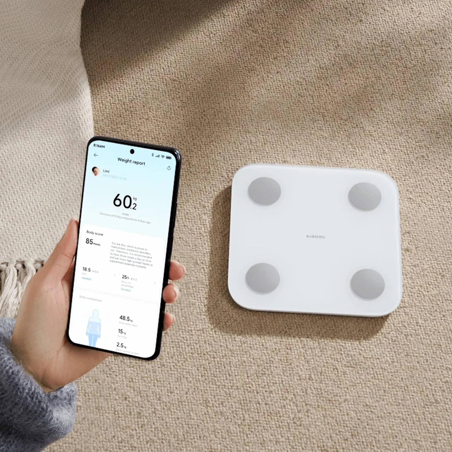 Xiaomi Body Composition Scale S400, Bilancia Pesapersone Doppia Frequenza, 25 Indicatori Salute, 150 kg, 100 g, Bianco