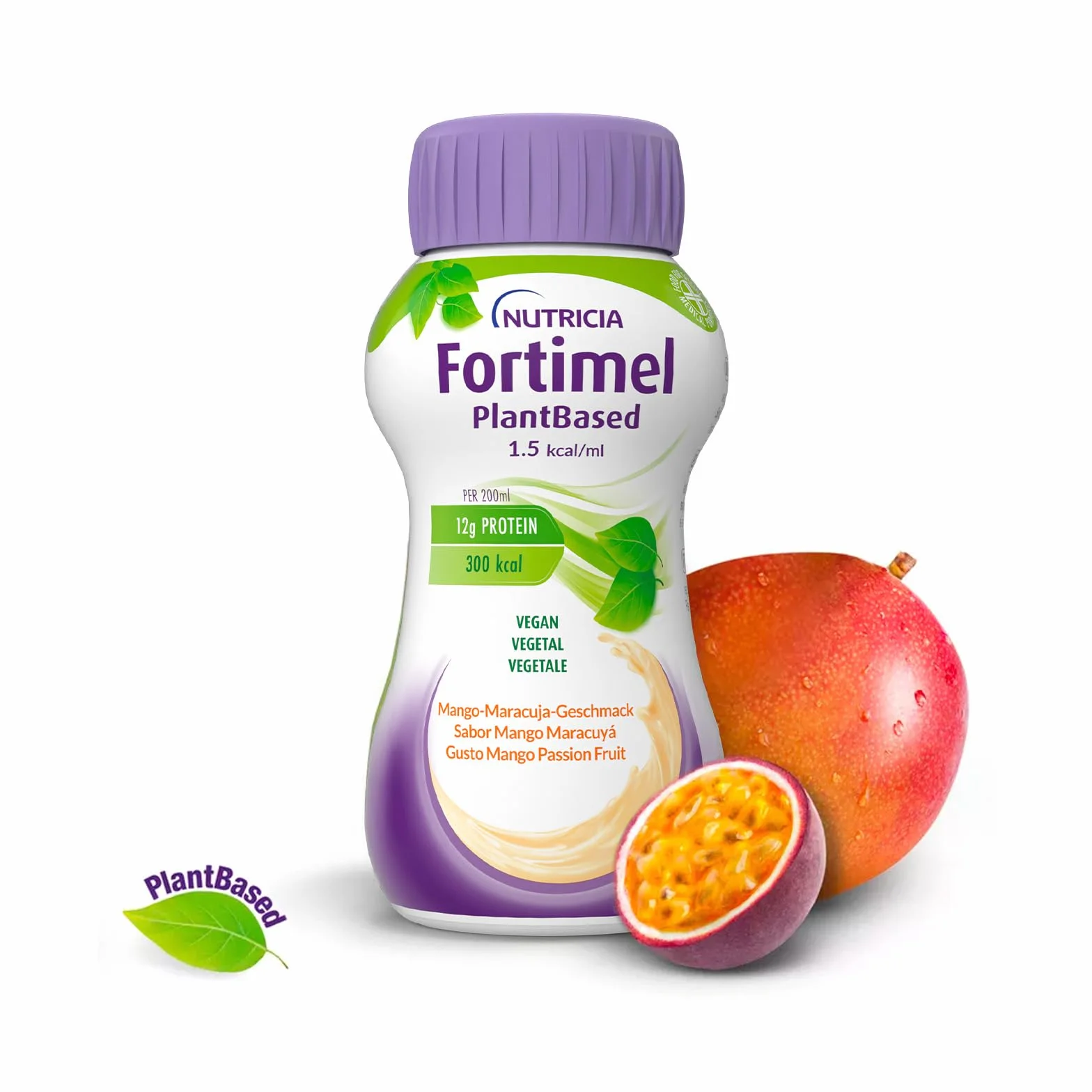 Nutricia Fortimel PlantBased Protein, Alimento a Fini Medici Speciali Indicato per la Gestione Dietetica della Malnutrizione, Vegano, Senza Lattosio, Gusto Mango e Passion Fruit - 4 x 200ml