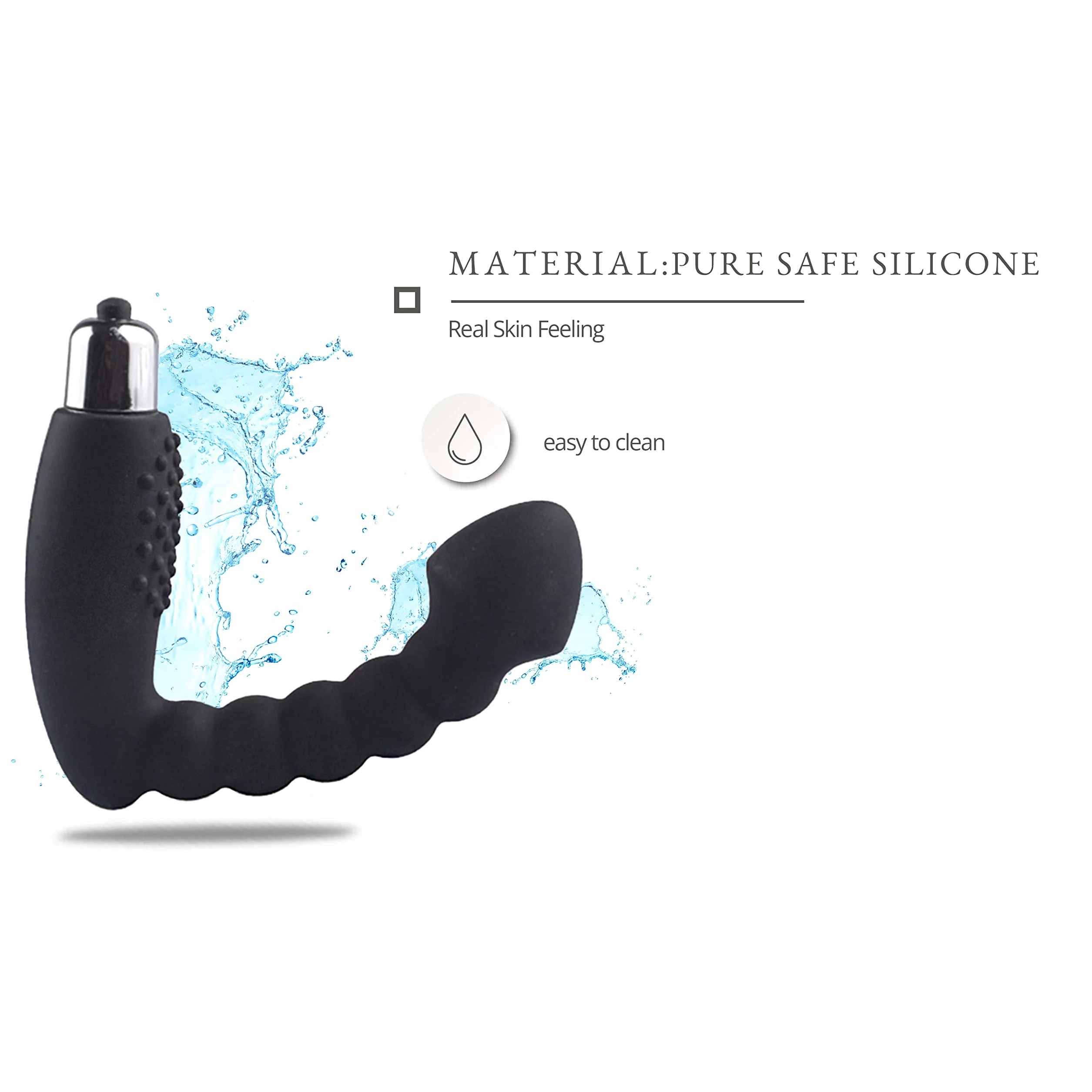 Vibratore prostatico FOPS nero in silicone – Vibratore anale con forte stimolazione prostatica per uomini profondità di inserimento 10 cm | Plug anale prostatico A11-9