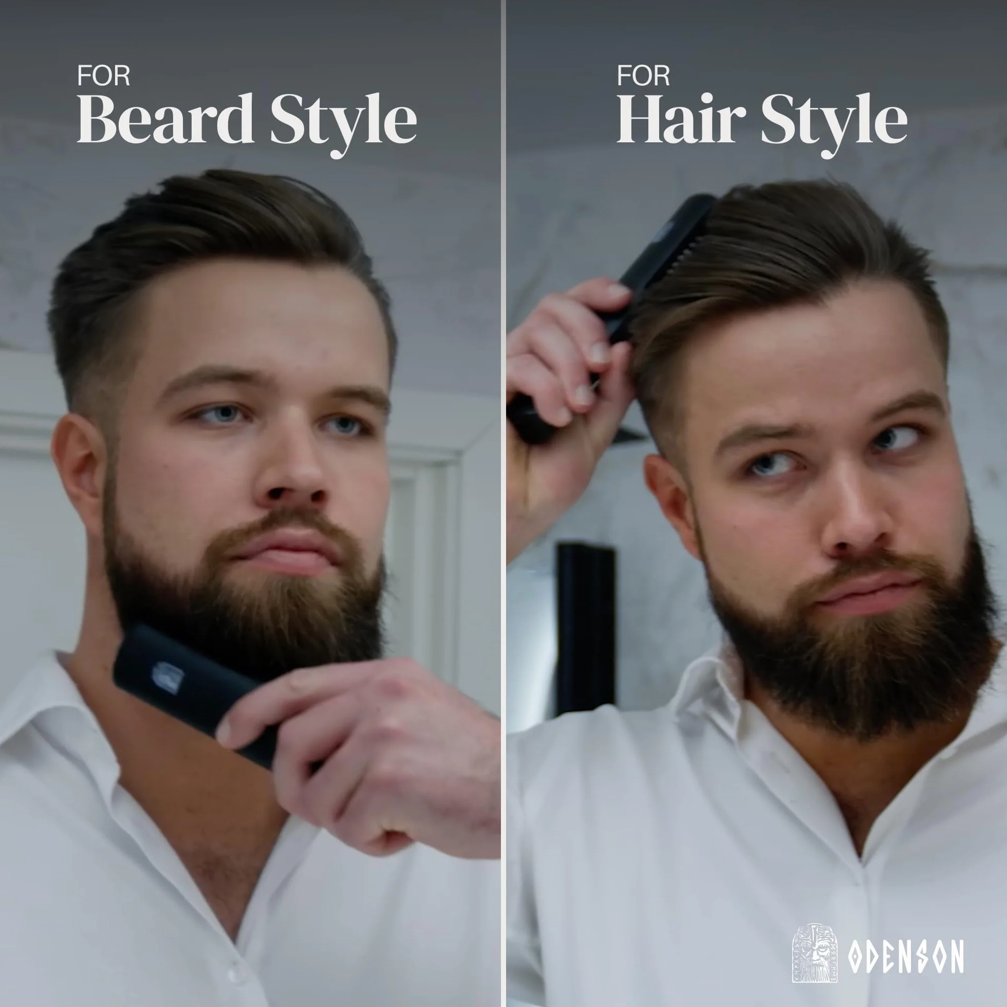 Odenson Beard Forger - Spazzola e piastra riscaldata a batteria per barba e capelli