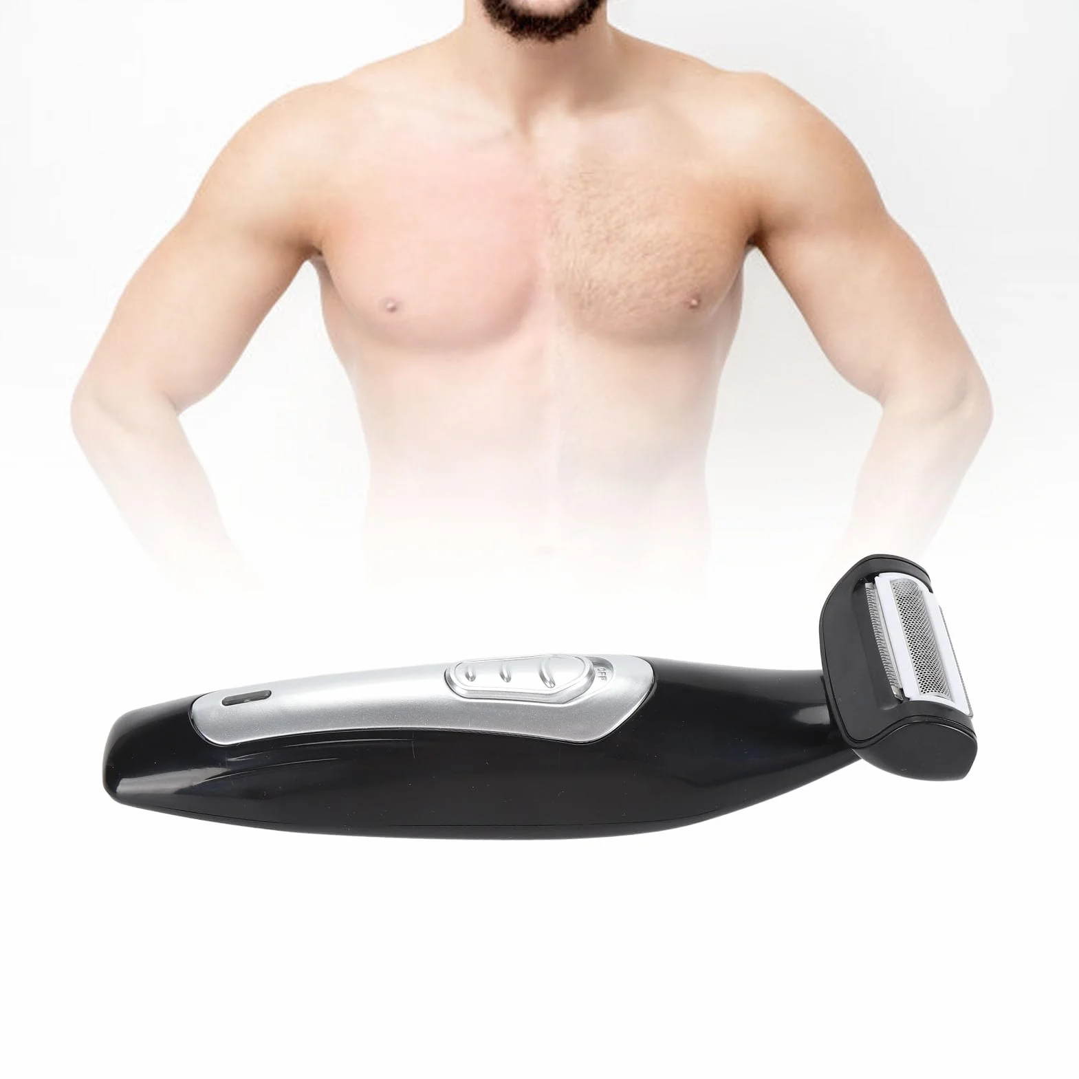 Raffero Posteriore Elettrico per Uomini Donne, Groomer per il Corpo a Manico Lungo Ricaricabile, Rasoio per Capelli Posteriori Bagnati e Secchi, Trimmer di Bodyhair con Cordoncino con Manico Lungo e