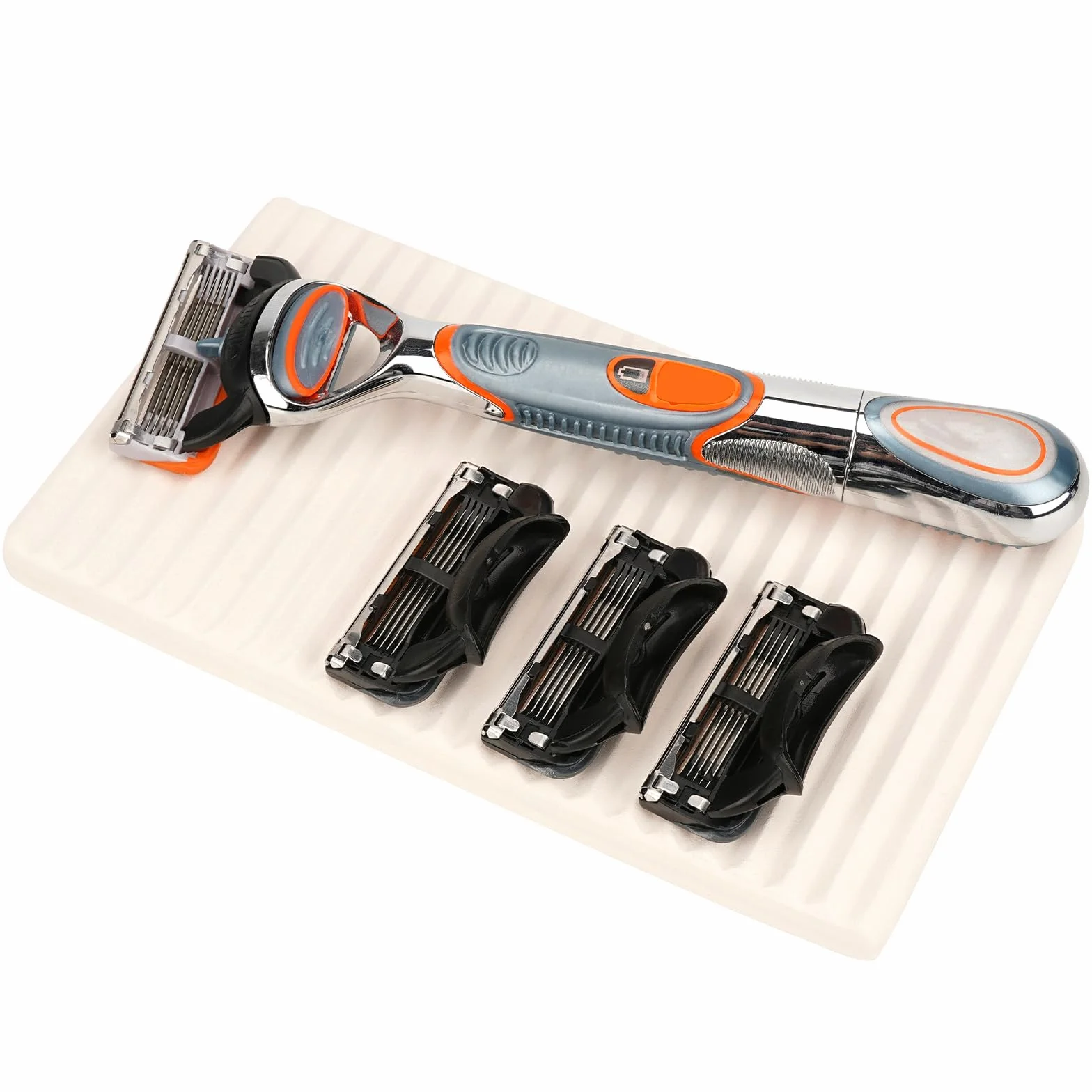 Linkidea Vassoio porta rasoio in diatomite, ad asciugatura rapida, supporto di sicurezza per doccia, compatibile con Gillette Fusion 5 ProGlide, Fusion 5 ProShield, Mach 3 (beige)