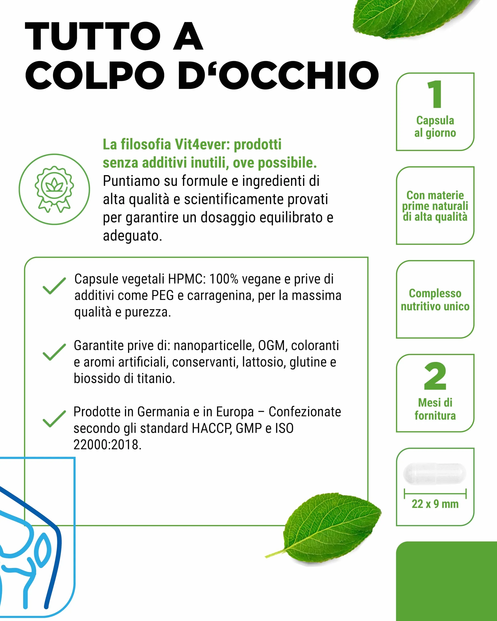 Complesso Collagene di tipo II con Collavant n2®, acido ialuronico, vitamina C, manganese per ossa e articolazioni