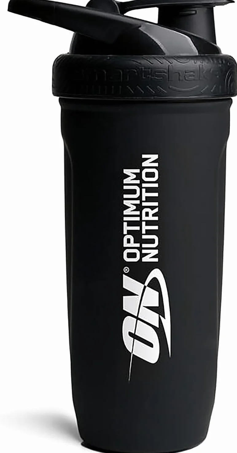 Optimum Nutrition Reforce Steel Smartshake - Shaker per proteine in acciaio inox per uso alimentare, senza BPA, con tappo a prova di perdite, facile da trasportare, per frullati proteici, 900 ml
