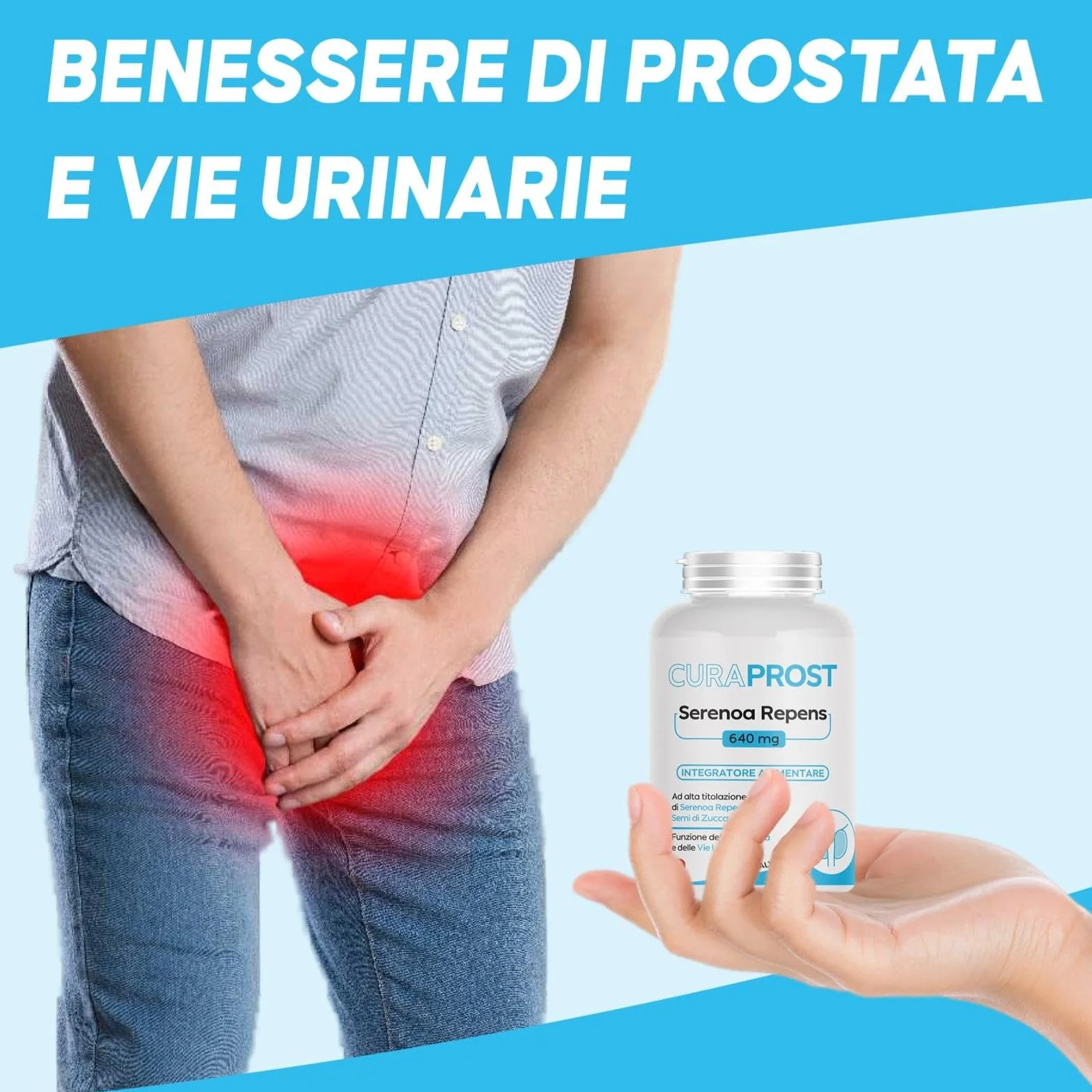 Serenoa repens prostata Integratore 640 mg 180 Capsule Saw palmetto Formula Complex integratore Uomo benessere delle vie Urinarie