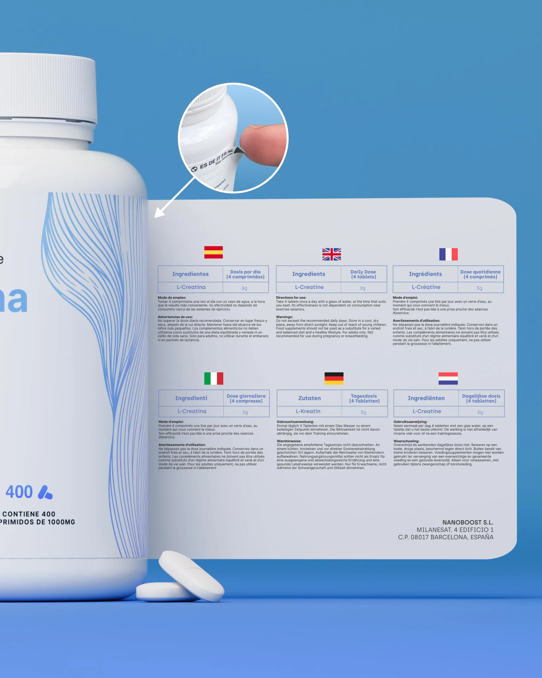 Creatina Monoidrata 3000 mg – 400 compresse | Migliora la forza, la massa muscolare, l'endurance, il recupero, l'energia e l'agilità mentale | Vegana, Senza Glutine, Senza OGM | Per Uomo e Donna