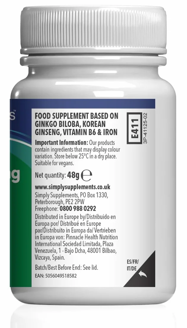 Ginkgo Biloba 3.000mg & Ginseng Coreano 1.000mg – Integratore Naturale ad Alta Potenza – 360 Compresse Vegane – Scorta per 4 Mesi – SimplySupplements