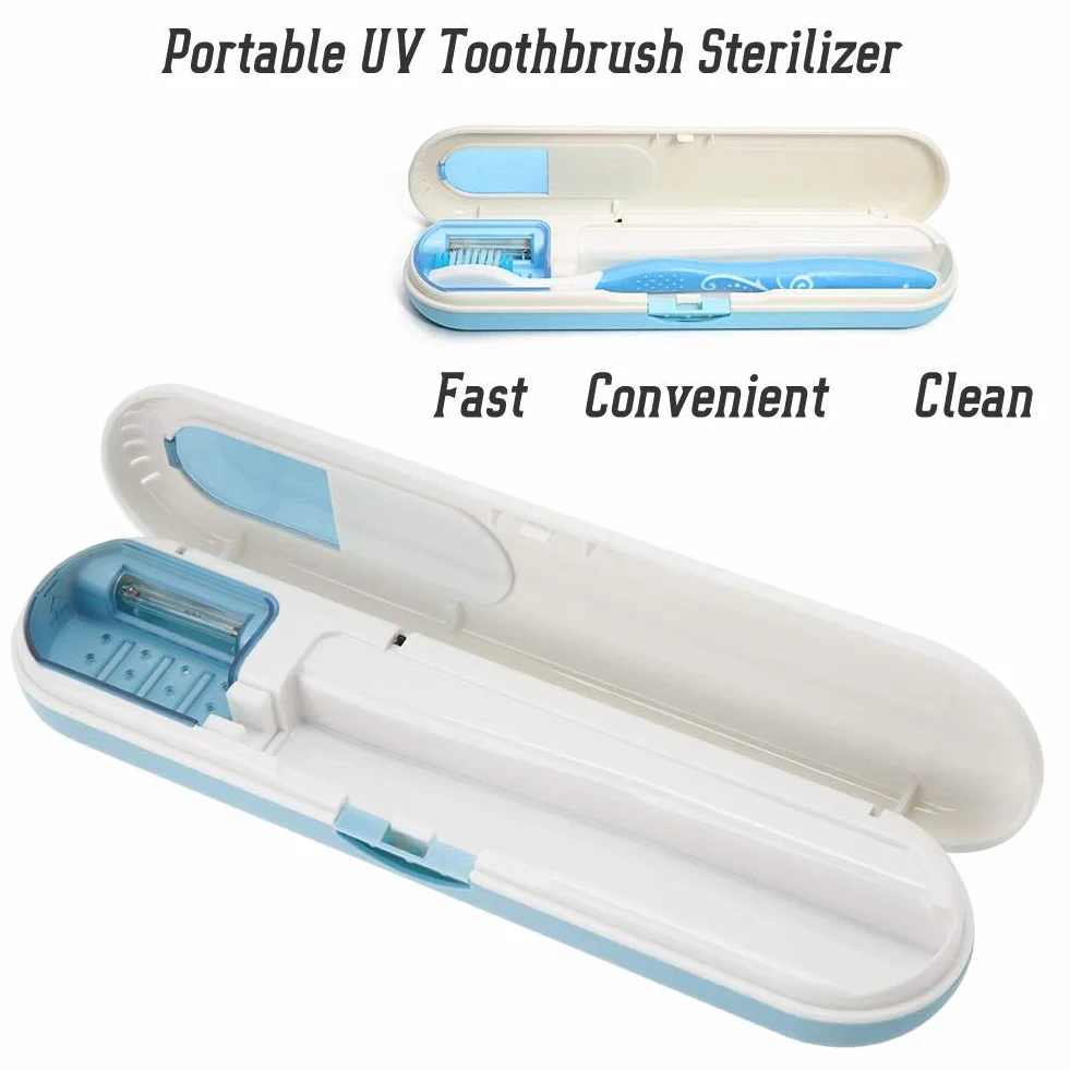 Detergente per spazzolini Porta spazzolini con Protezione dai Raggi UV, Sterilizzatore per Spazzolino da Denti, Porta Spazzolino Antibatterico UV, per sterilizzare Lo spazzolino da Denti(Blu)
