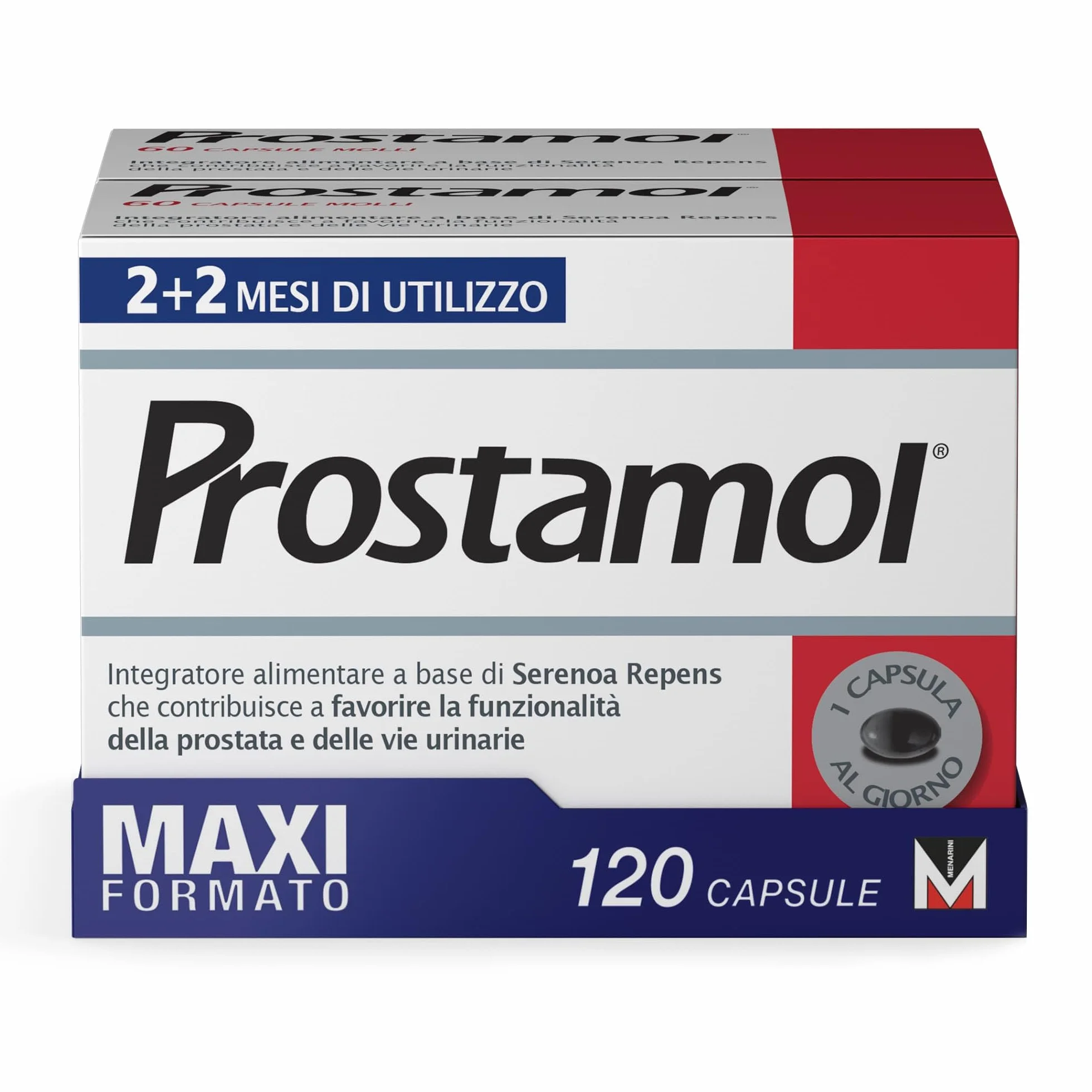 Prostamol 120 Capsule Molli - Integratore Alimentare Serenoa repens 320 mg per Prostata e Vie Urinarie