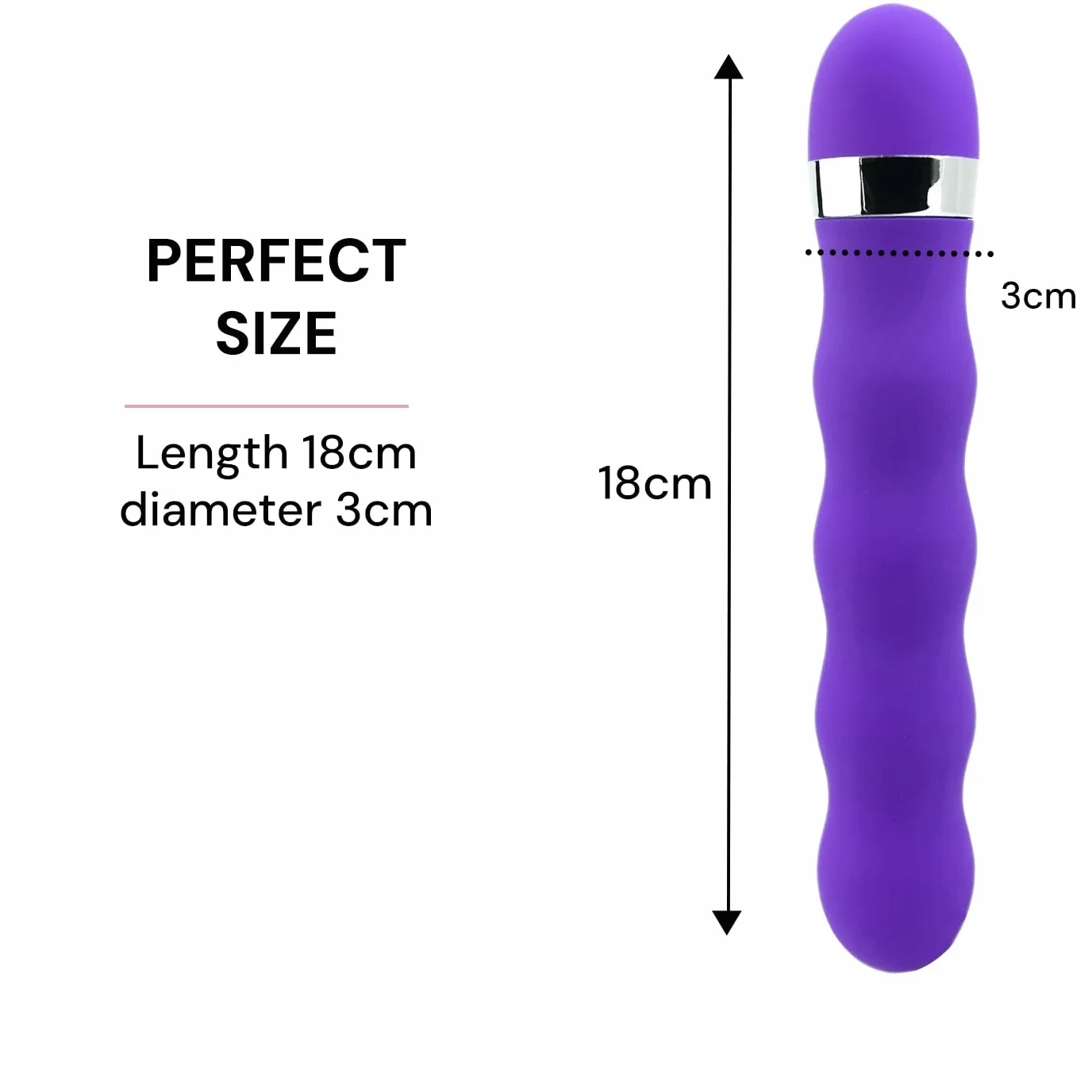 FOPS Vibratore Classico Viola per Donna Multivelocità Regolabile 18cm ⌀3cm Silicone Impermeabile Vibrante Silenzioso Sex Toy per Singolo Coppia W108-2