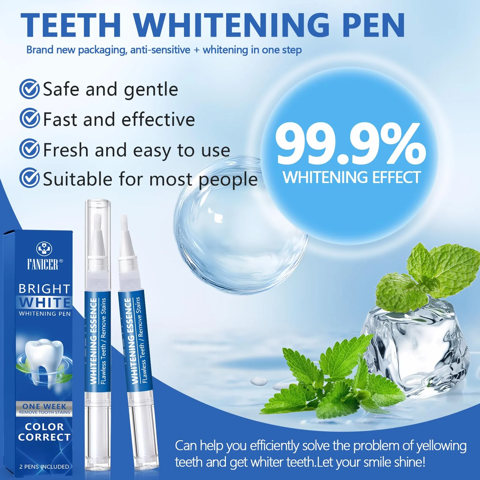 Penne Sbiancante Denti Professionale 3 Pezzi Gel Sbiancamento Rapido