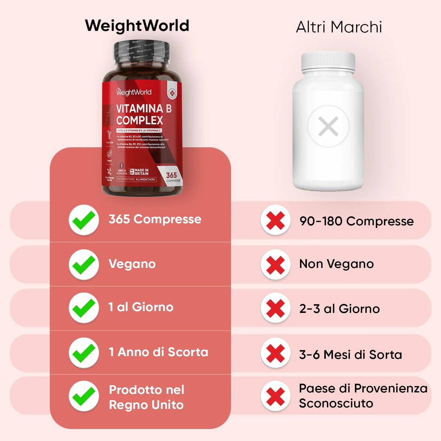 Vitamina B Complex 365 Compresse Vegane con Biotina Acido Folico Vitamina B12 B1 B3 B4 B5 B6 C