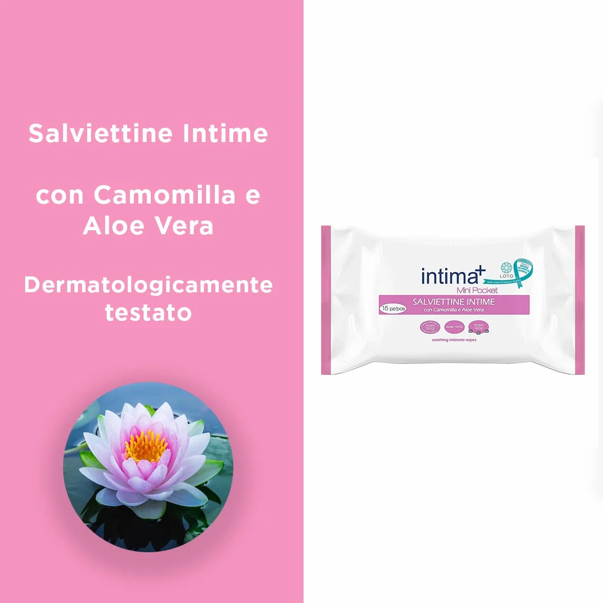 Salviettine Intime Dermasensitive intima⁺ con Camomilla e Aloe Vera 15 pz