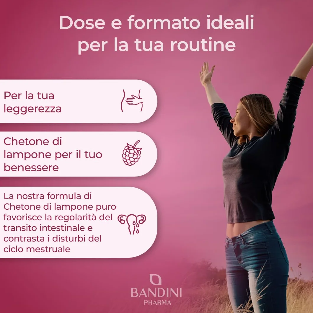 Bandini Chetone di Lampone Puro 1200mg Integratore Vegano 180 Capsule