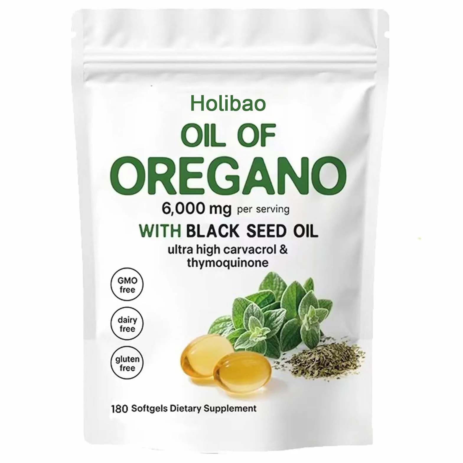 Olio di Origano 6000 mg 2 in 1 con Olio di Semi Neri, Capsule Integratore