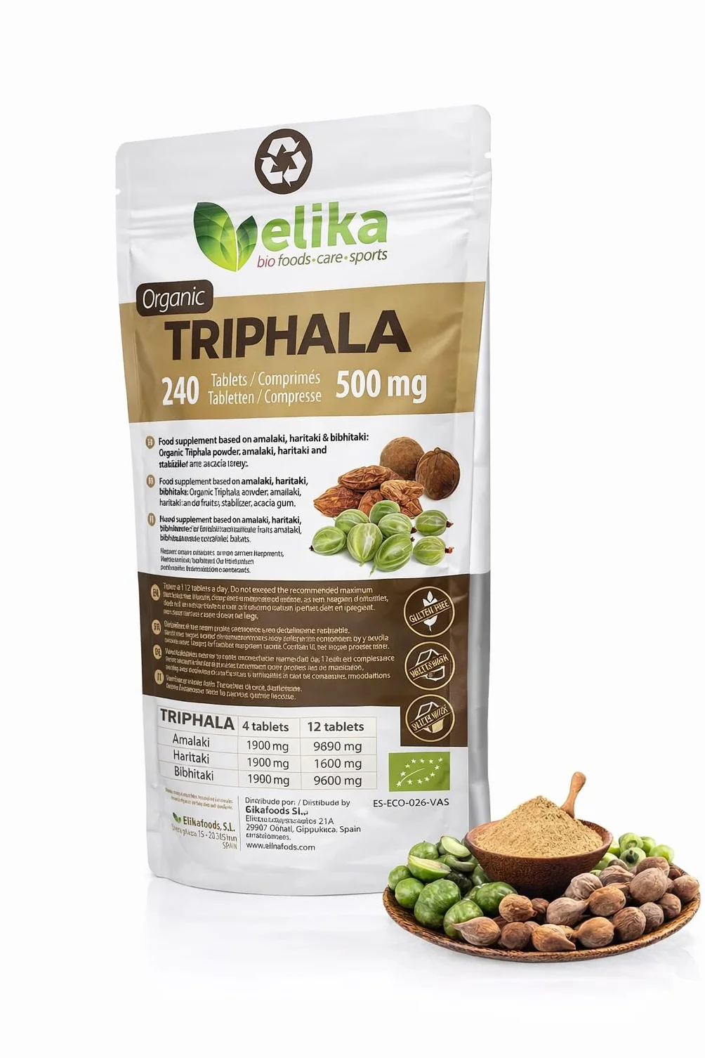 Triphala Elikafoods BIOLOGICA.240 compresse!!! Lassativo naturale aiuta contro la stitichezza. Lassativo naturale combatte la stitichezza. Compresse naturali costipazione, transito intestinale -