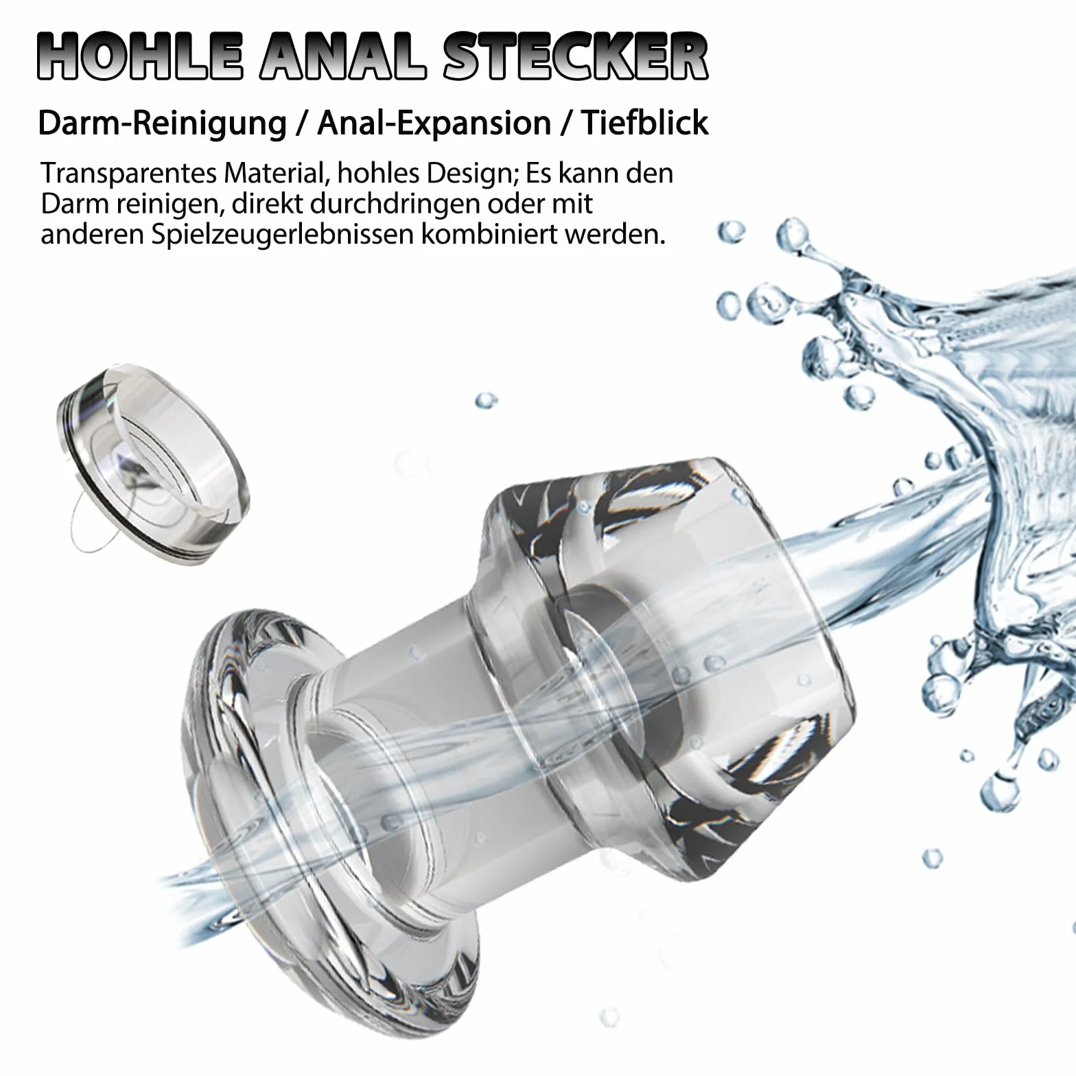 BDSMJOY tubo flessibile per doccia con Plug anale cavo trasparente, Doccia Clistere in Silicone, clistere per Anale Vaginale Colonic, Plug Anale Sex toys Donne Uomo