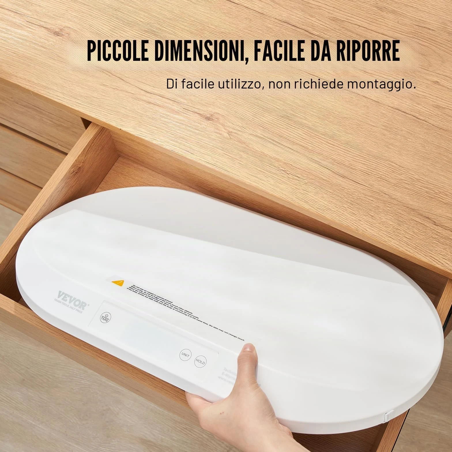 VEVOR Bilancia Digitale per Neonati con Metro a Nastro, Capacità 40 kg, Funzione Hold & Tare