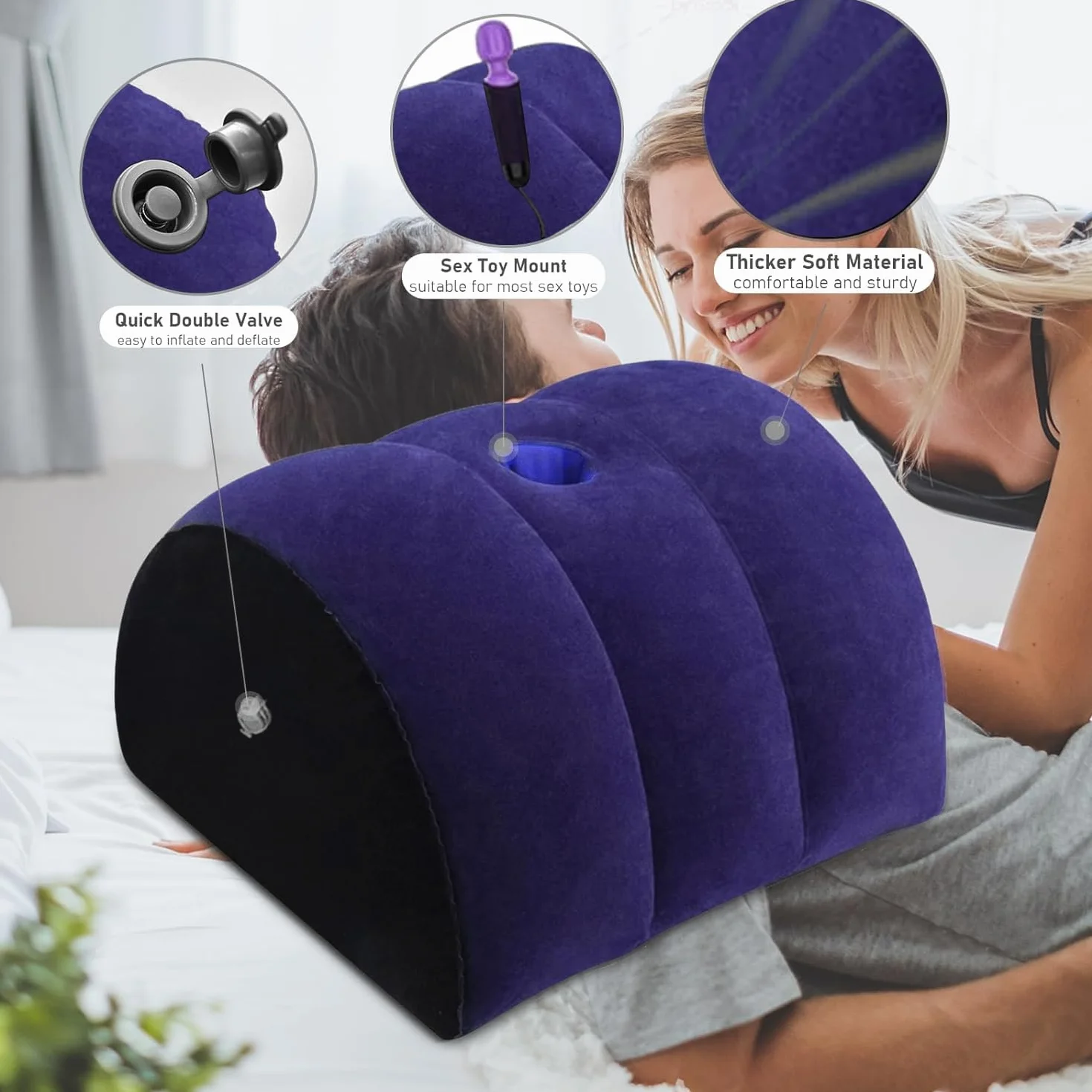Cuscino gonfiabile da bondage con manette per piedi, blu, per coppie principianti