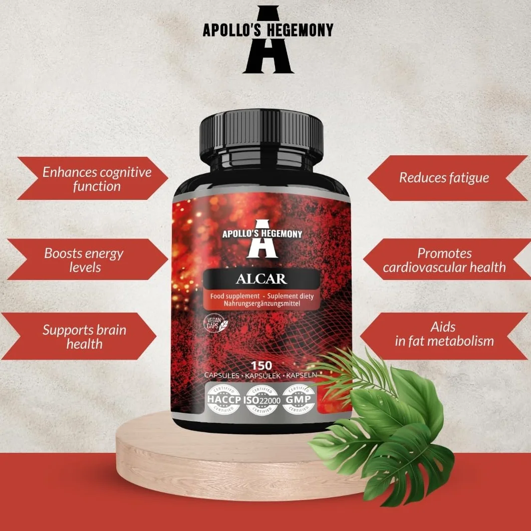 Apollo's Hegemony Acetil L-Carnitina HCL 550 mg ALCAR 150 Capsule Integratore Aminoacidi Supporto Cognitivo Energia