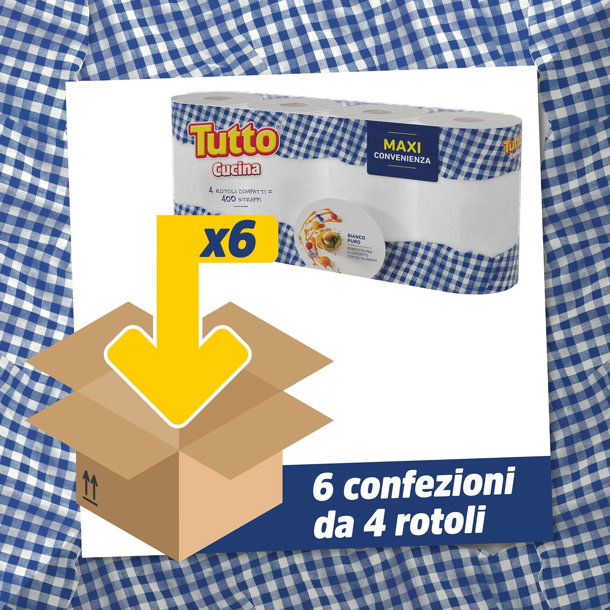 Tutto Cucina 24 Maxi Rotoli Carta 2 Veli 100 Strappi Extra Assorbenti Super Resistenti Contatto Alimenti Made in Italy