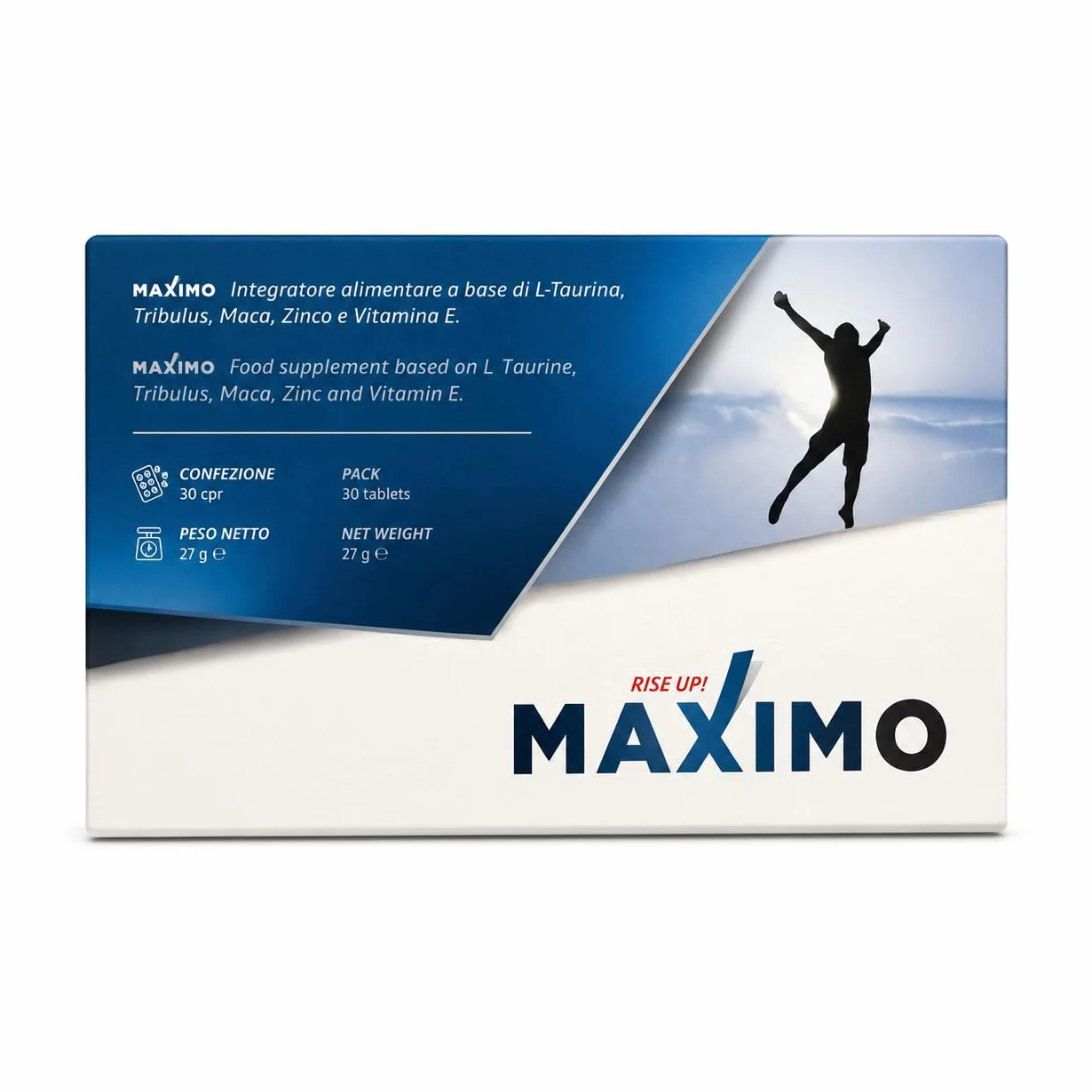 MAXIMO RiseUp Integratore Energia e Vitalità 30 Compresse Maca Taurina Zinco Vitamina E