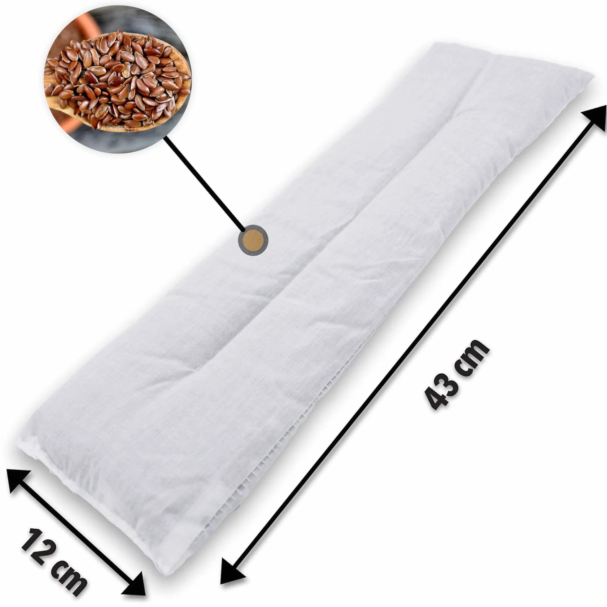 FISHTEC Scaldacollo Termico - Semi di Lino e Lavanda Riscaldabile in Microonde - Sollievo Dolori Cervicali e Tensioni Muscolari con Rivestimento in Pile Lavabile per Casa e Ufficio 43x12x3 cm