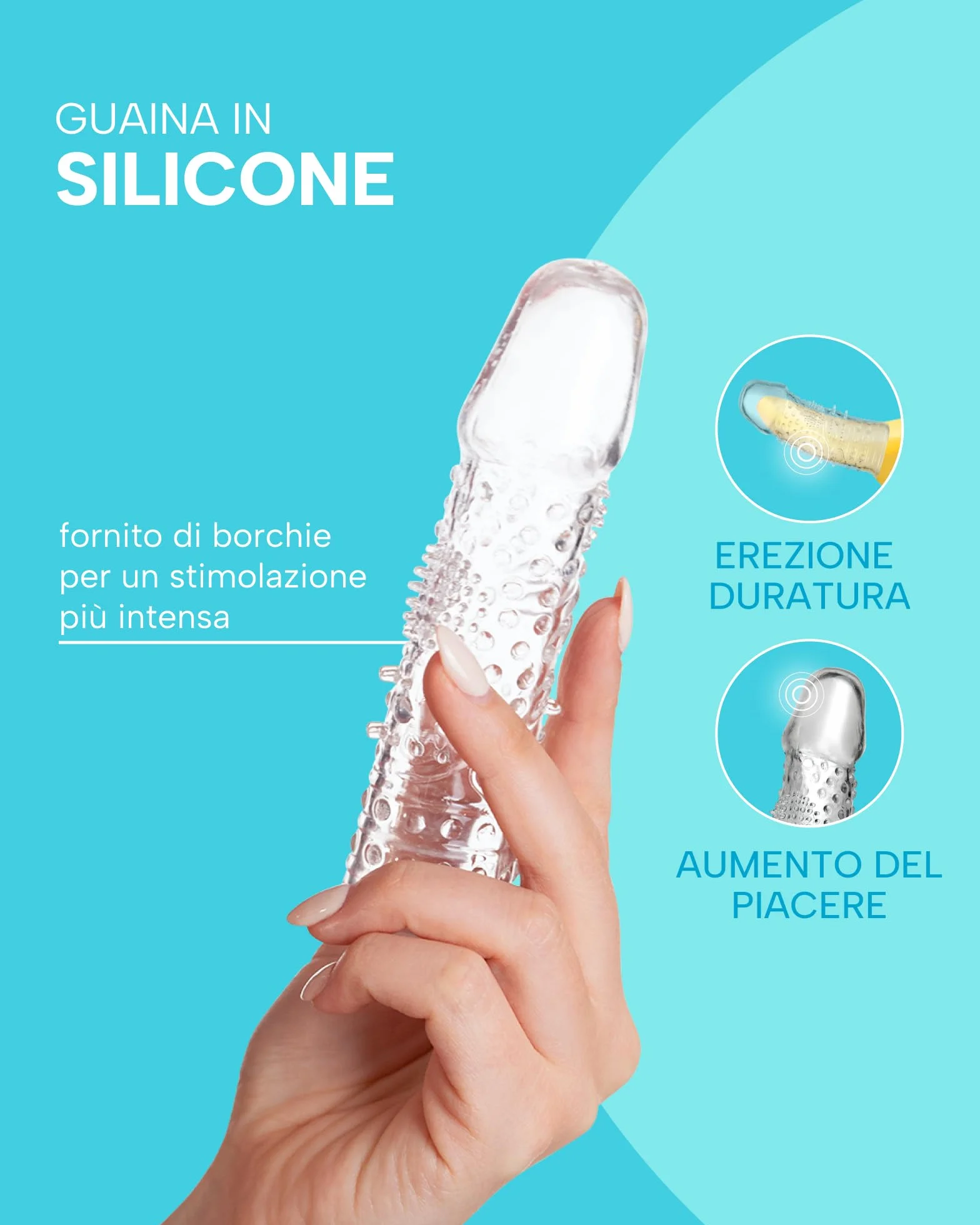MySecretCase Guaina Pene Masturbatore Uomo Prolunga Allarga Penis Indossabile Sextoys Coppia Aumento Lunghezza Estensione