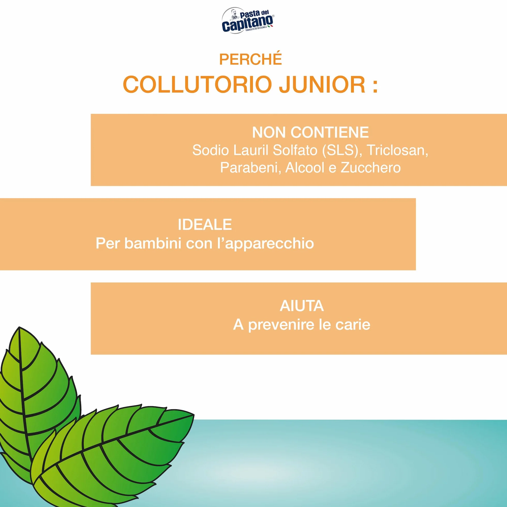 Pasta del Capitano Collutorio Junior Menta Dolce Senza Alcool 400 ml