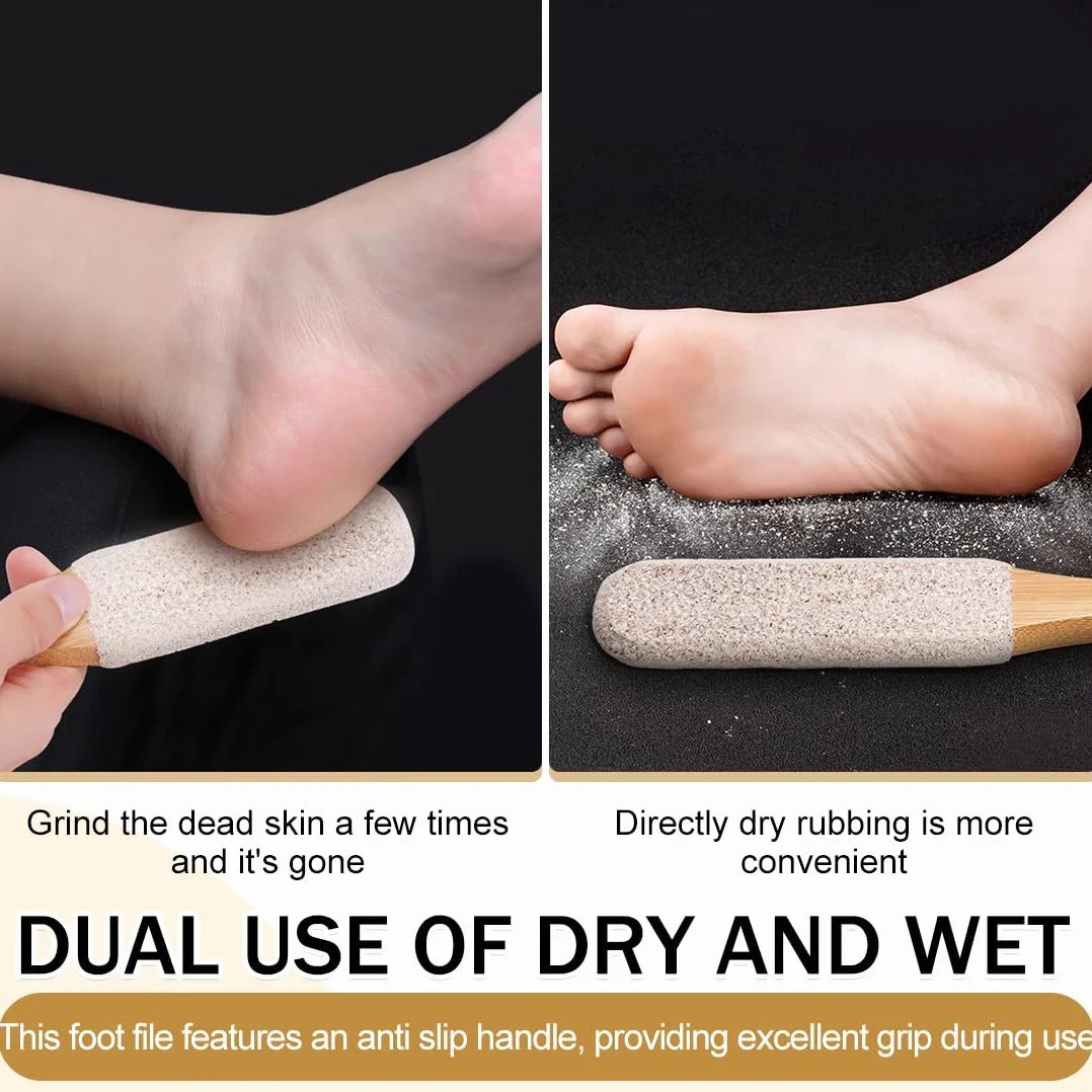 Pietra Pomice con Manico in Legno, Raspa Piedi Rimozione Pelle Dura, Lava Pedicure Tools per Piedi e Mani