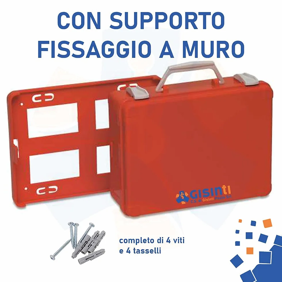 Gisinti Kit Cassetta Pronto Soccorso All.1 Aziende 3+ Lavoratori Gruppo A B Cartello PVC 30x20 Arancio