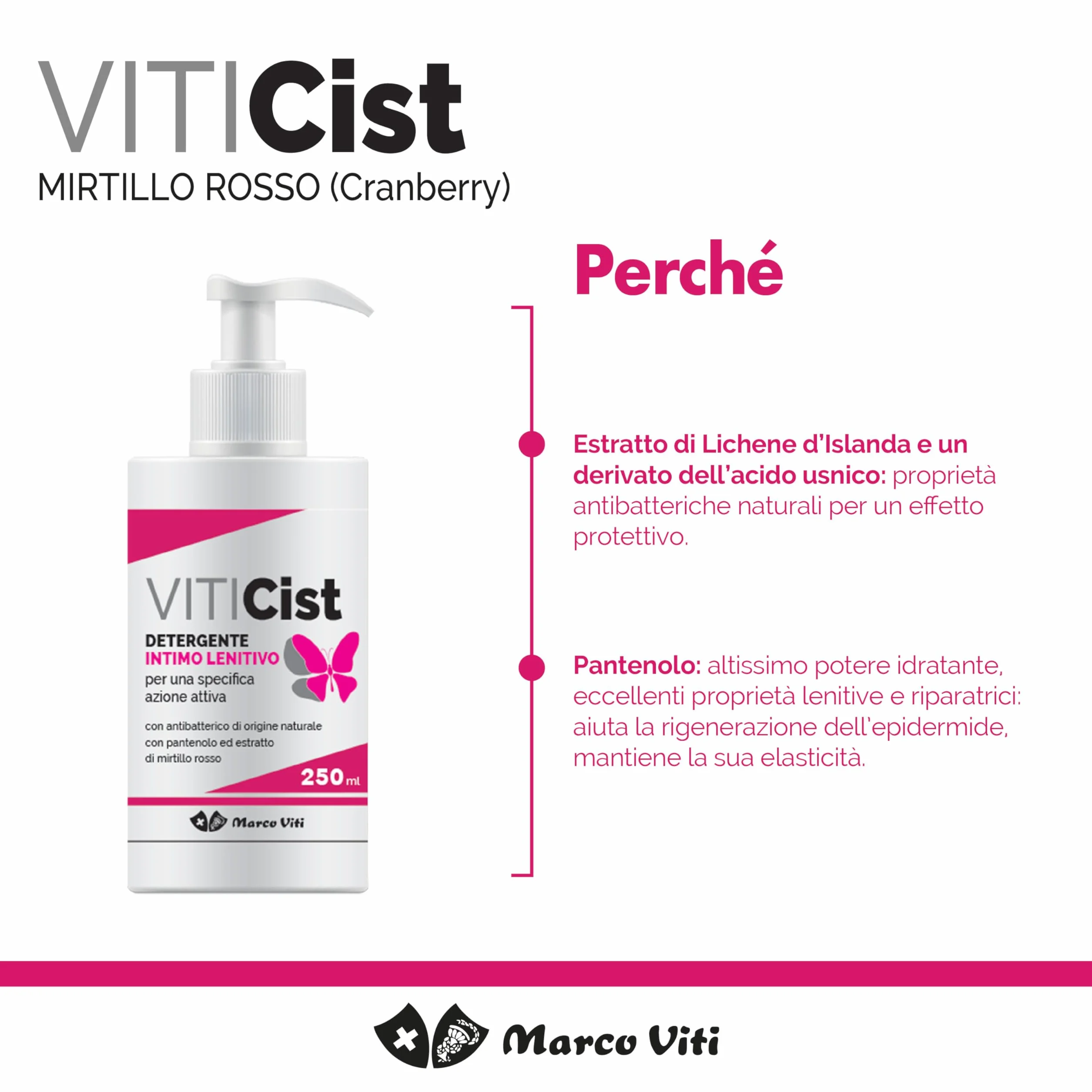 Marco Viti Viticist Kit Integratore con Cranberry e D-Mannosio + Detergente Intimo Lenitivo, 14 Bustine 3,5 g + 250 ml, Supporto Vie Urinarie