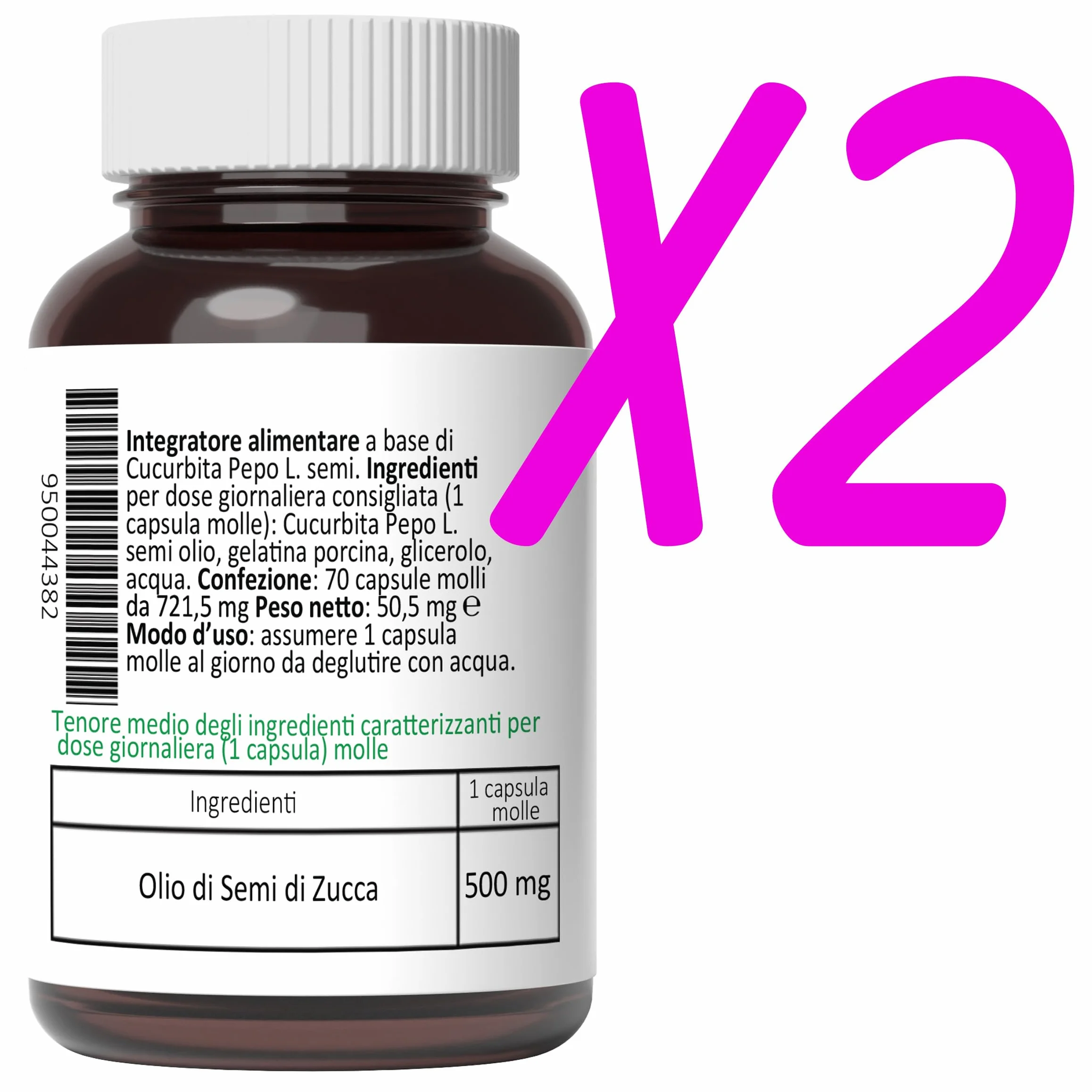 Semi di Zucca Olio Capsule Molli 140 Softgels Acido Linoleico Acido Oleico Omega 3-6-9 Olio Spremuto a Freddo
